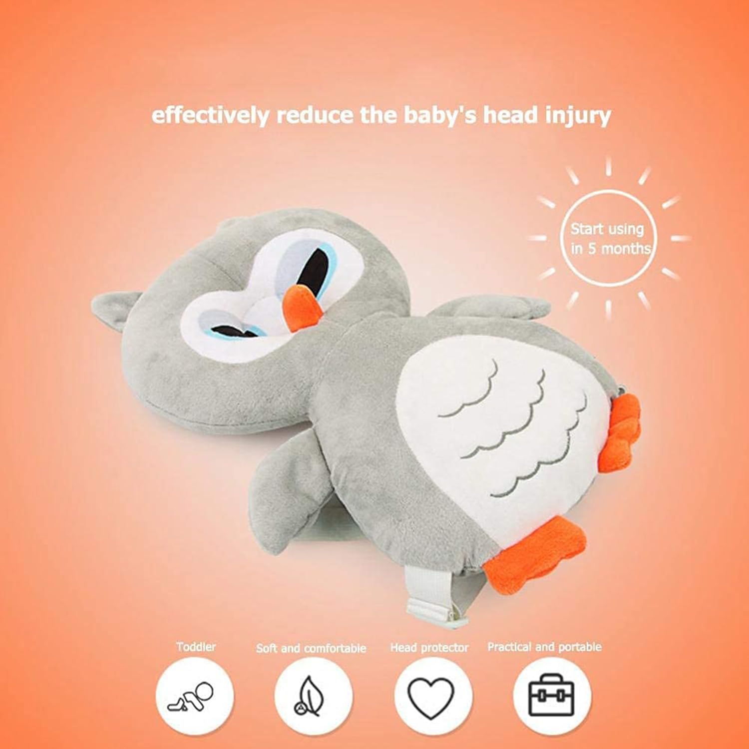 NME COLLECTION Head Protector Cushion Plush Soft Toy Early Learning Toy Fall Protection Helmet Baby Head Protector Child Adjustable Shoulder Strap (Head Protector) - Image 6 thumbnail
