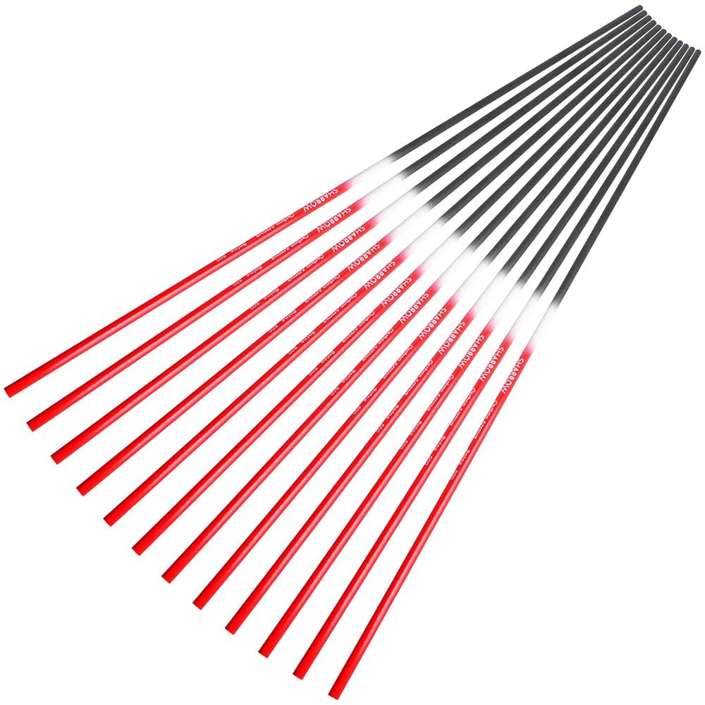 wolfman 12/24 PCS 30" Tiro con L'Arco Aste per Freccia Carbonio Albero della Spine 500 Tubo Dell'Albero Carbonio ID 6.2mm con Inserto Freccia per Arco Ricurvo Frecce da DIY