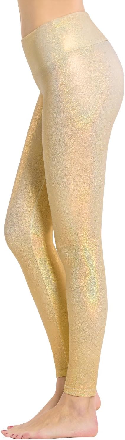 HoumousWomen's Shiny Leggings with Unique Flash Sequins Full-Length Yoga Pants