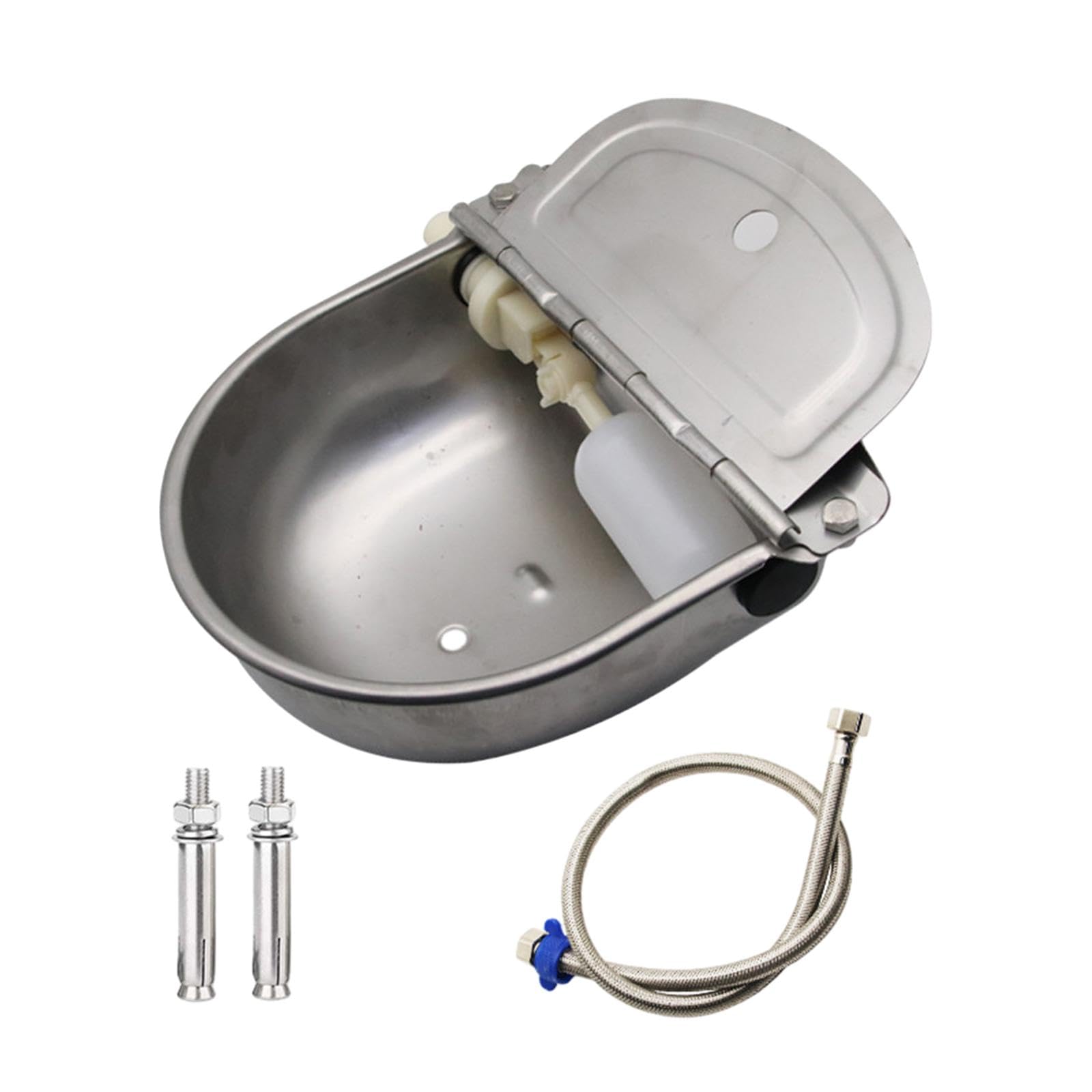 Automático Animal Comedero y Abrevadero de Acero Inoxidable Grueso Dispensador Funcional con Válvula Flotante Segura para Ovejas Caballos, con Orificio y Tubería
