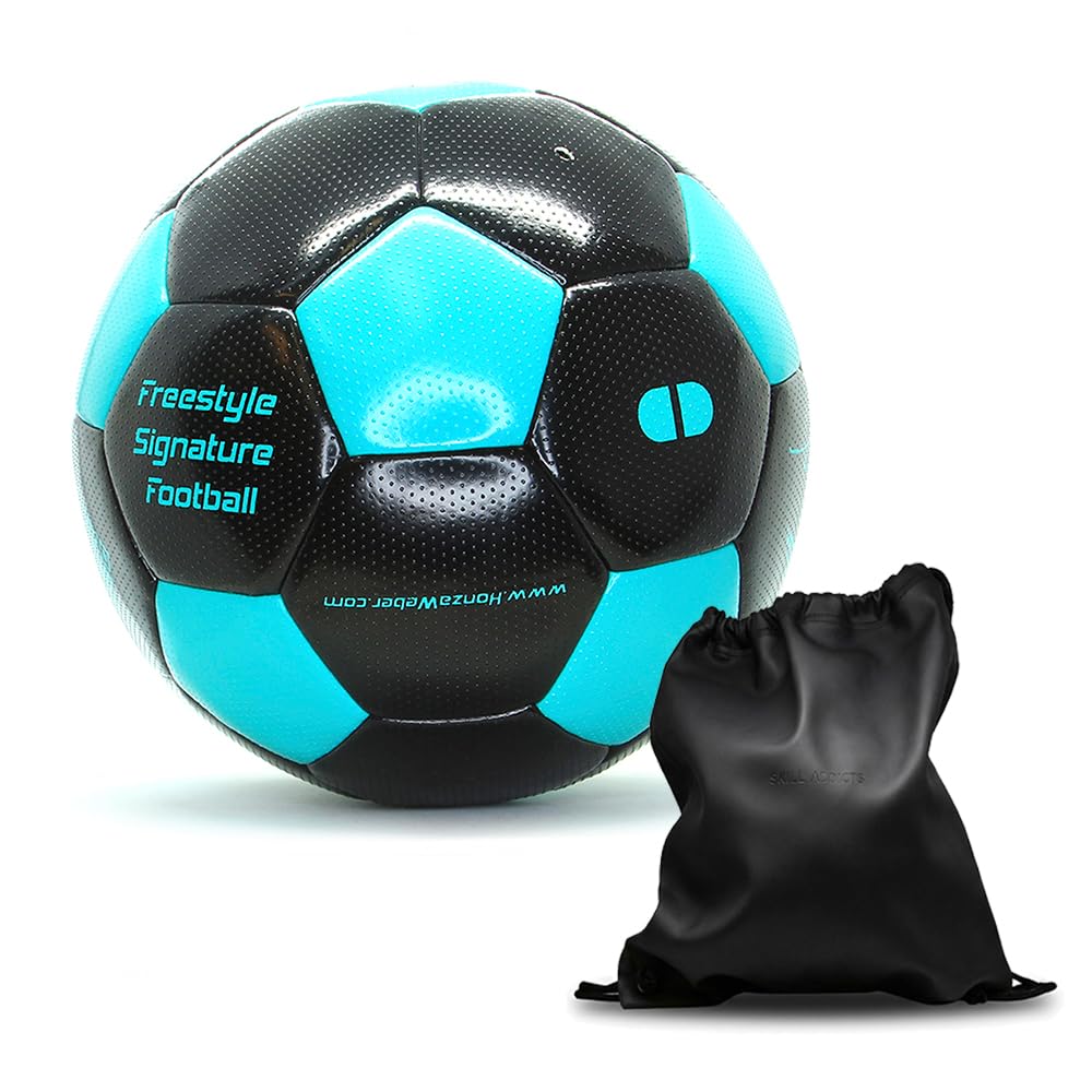 Freestyle Ball + Tasche, strukturiertes Leder, Größe 5, Fußball für Freestyle-Tricks, Straßen- und Indoor-Fußballtraining für Kinder und Erwachsene