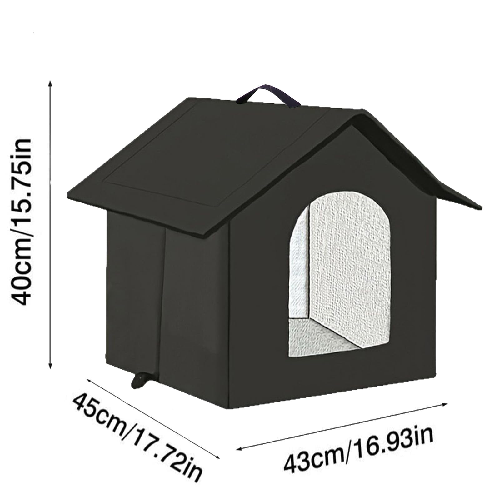 Casetta per gatti e cuccioli di cani per esterni, impermeabile, resistente all’inverno, con tenda trasparente rimovibile (L, nero 1)