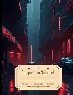 Composition Notebook College Ruled: Cyberpunk Game Zone Red, Gaming Enthusiasts, Size 8.5x11 Inch, 120 Pages