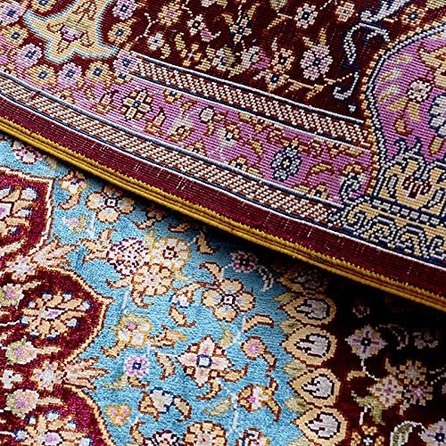 RUG Briljant Royal Red Rug Oriental Silk Area Perzisch tapijt voor de woonkamer Ouzyu (Size : 122x183cm) - Afbeelding 5