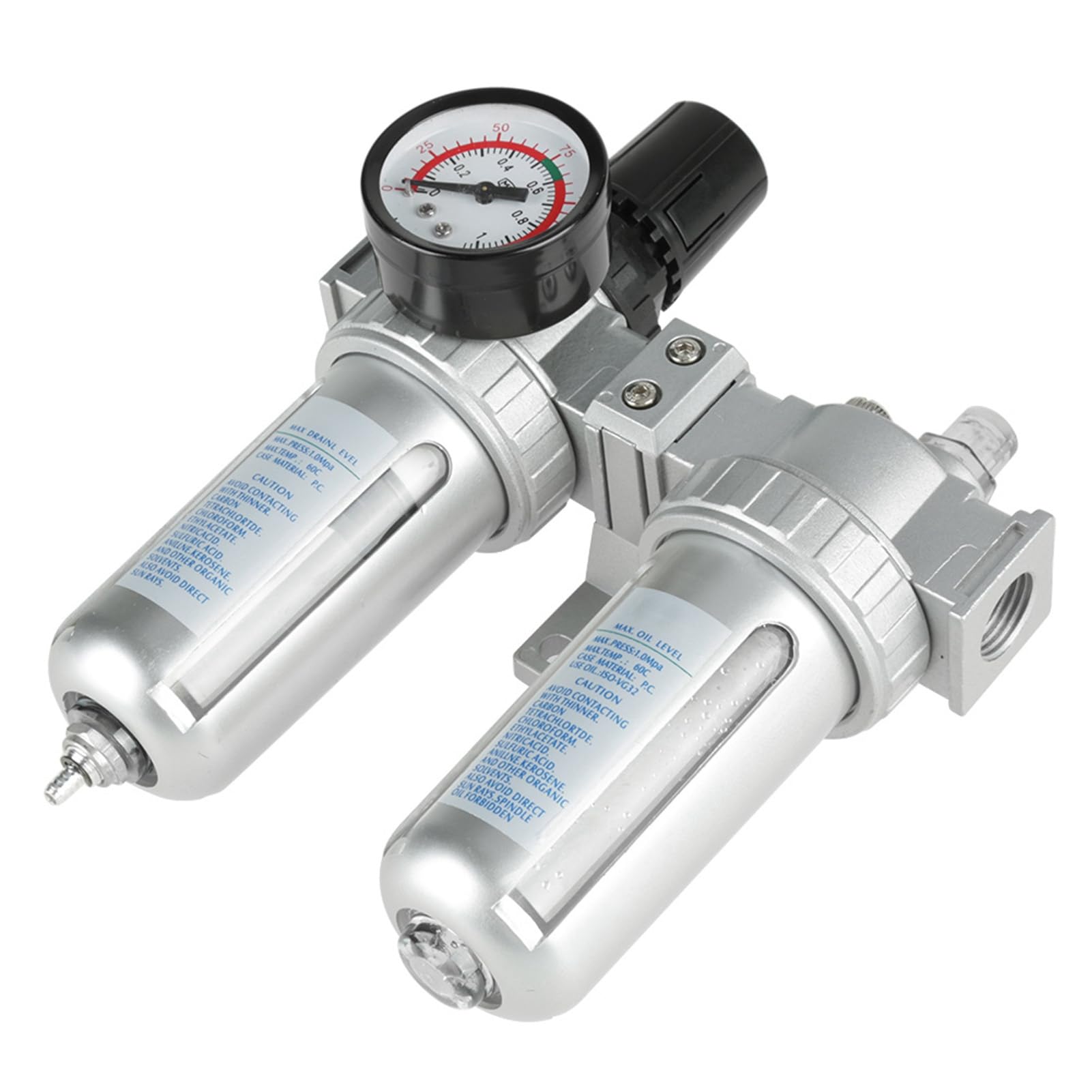 Filtro del compressore Olio Regolatore del filtro dell'acqua Strumento regolatore dell'acqua dell'olio Filtro del compressore d'aria 1 2 Pressione dell'aria Indicatore del filtro