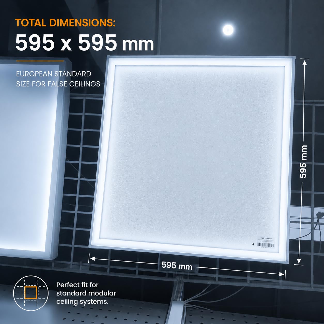 Jandei – Pack 2 x Panel LED 60x60cm. Marcos Luminosos 48W 4800 Lúmenes, Placas para Instalación en Falso Techo Desmontable Armstrong, 40000 Horas - Driver incluido (Luz Fría 6000k)