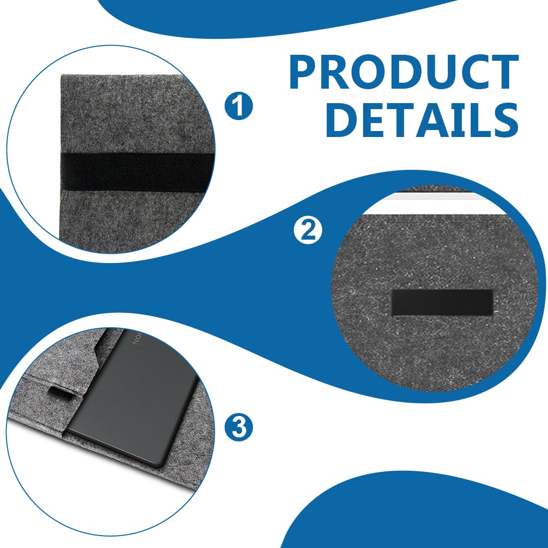 Housse en feutrine compatible avec Logitech K380 – Pochette de protection mince avec fermeture velcro – Étui clavier portable, doux et anti-poussière – Gris