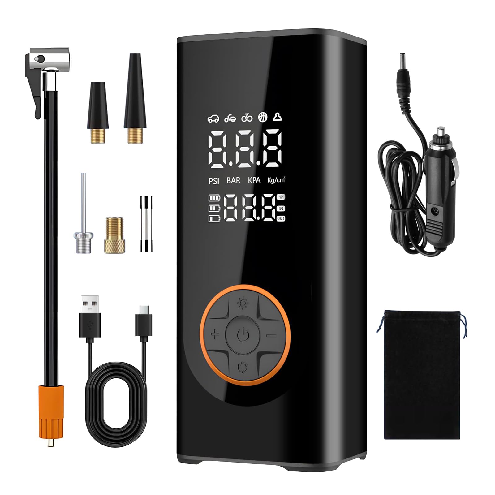 Tire Inflator Portable Air Compressor, Fast Inflation Cordless Air Compressor, Electric Pumps for Car Motorcycle Cordless for Car Tires