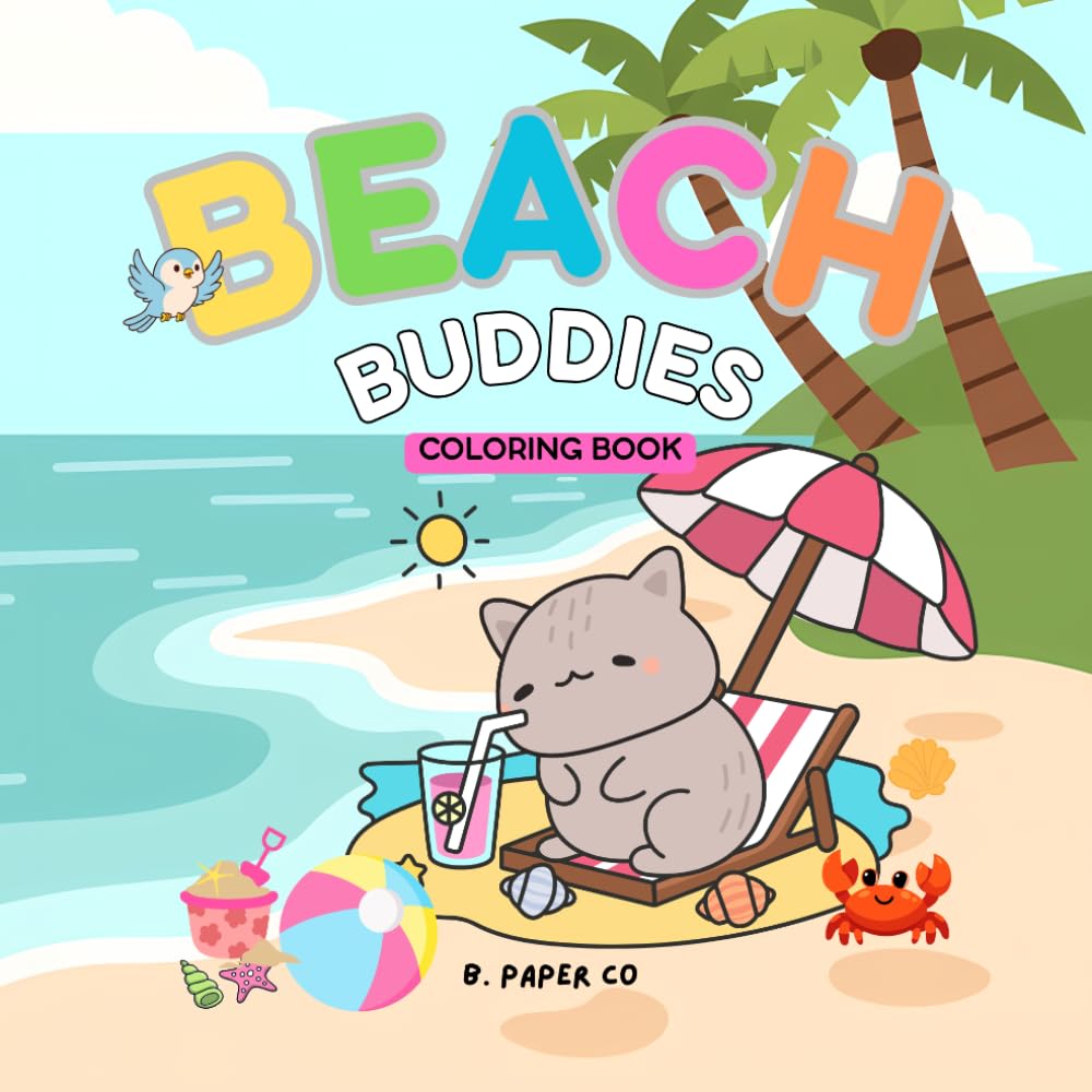 BEACH BUDDIES: Bold and Easy coloring book for kids