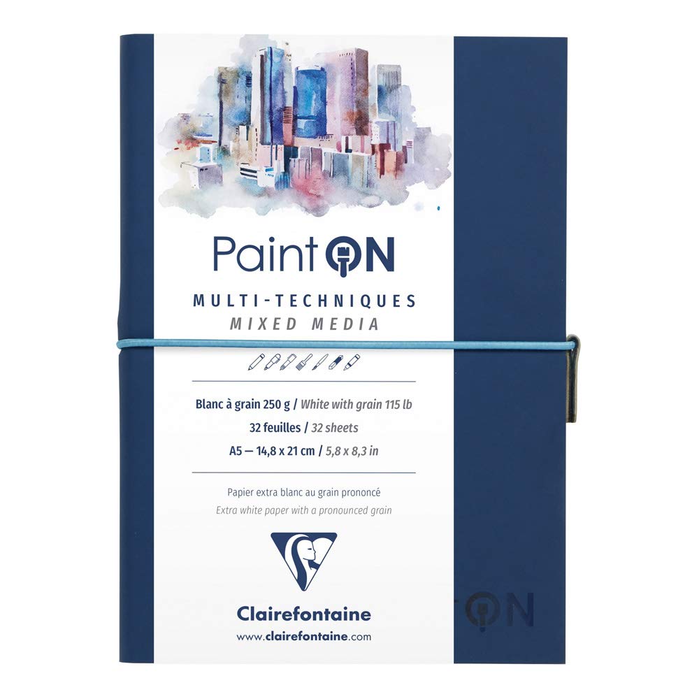 Clairefontaine - Ref 975182C - Paint'On Multi-Technique With Grain Sewn Art Book (32 Sheets) - A5 Size, 250gsm Paper, Acid Free - Suitable for Multiple Techniques