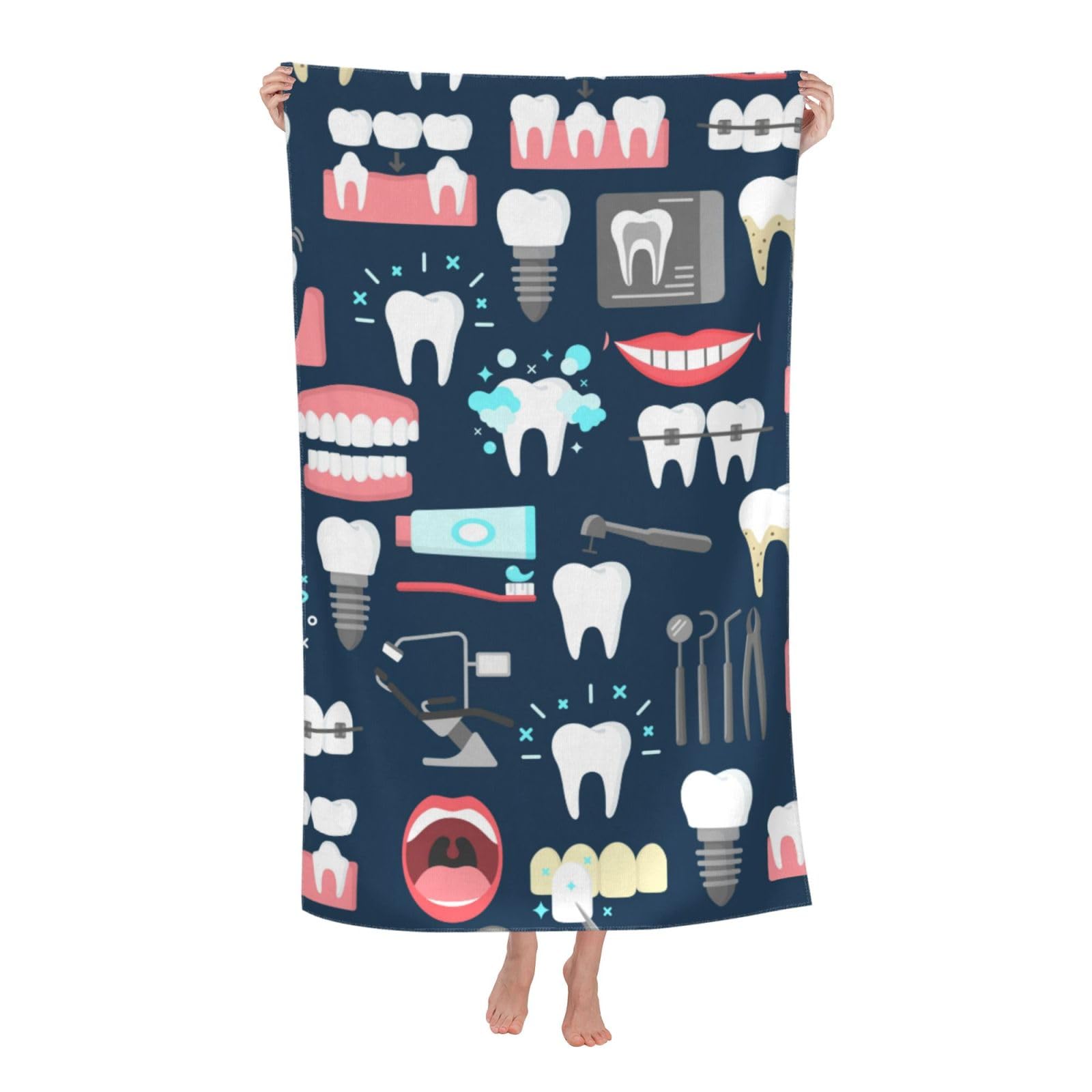 LSRCPD Beach Towel Dental Dentist Seamless Microfiber Beach Towels Blanket Oversized Tropical Big Extra Large XL Pool Towels Quick Dry Sandproof for Women Girls Kids