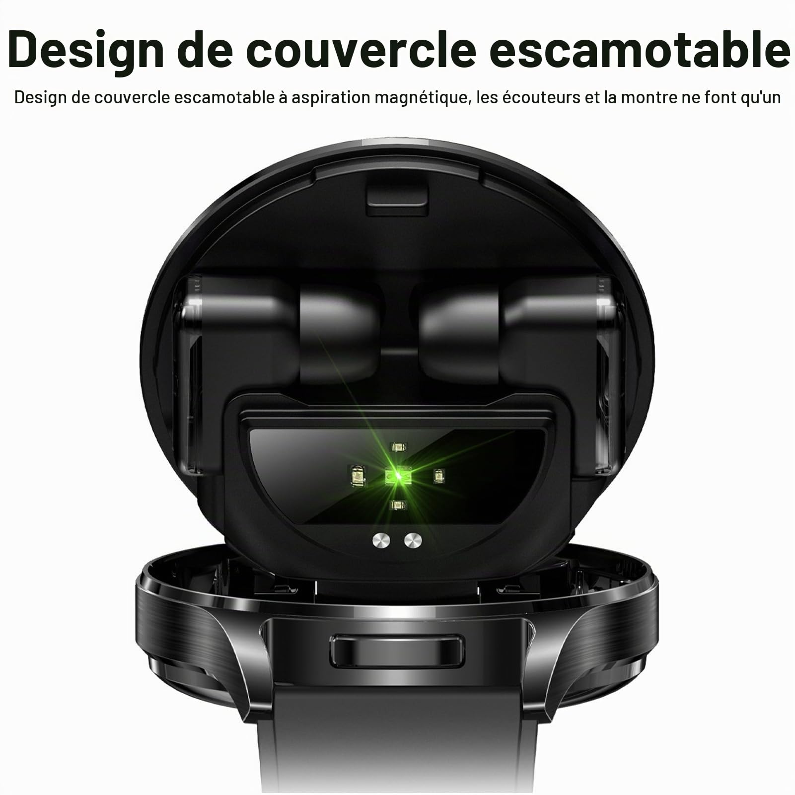 Garsent Montre Intelligente avec écouteurs, 2 en 1 Bluetooth Smartwatch avec écouteurs de Réduction de Bruit AI, Appel Bluetooth, IP67 Water Proof Sports Fitness Watch et écouteurs pour (Silver)