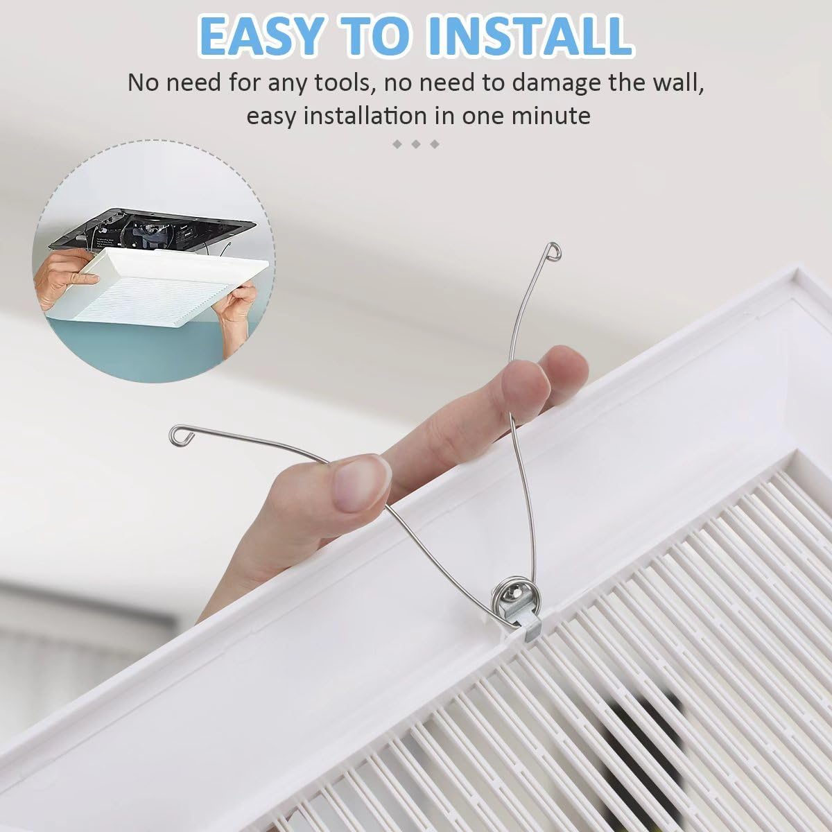 13x13" Square Bathroom Vent Cover with Springs, Compatible with Pana-Sonic Designer Grille Fan Cover, Ceiling Vent Hood Cover with Snap-On Installation, White ABS Airflow Optimization