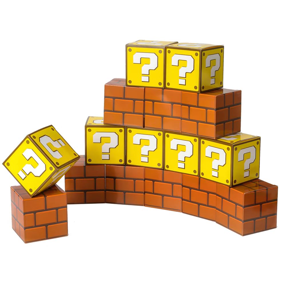ZEZGERSSuper Theme Treat Boxes, Candy Boxes for Party Supplies,Brick Question Mark Theme Party Favors 12PCS (2.4 X 2.4 X 2.4 inches)