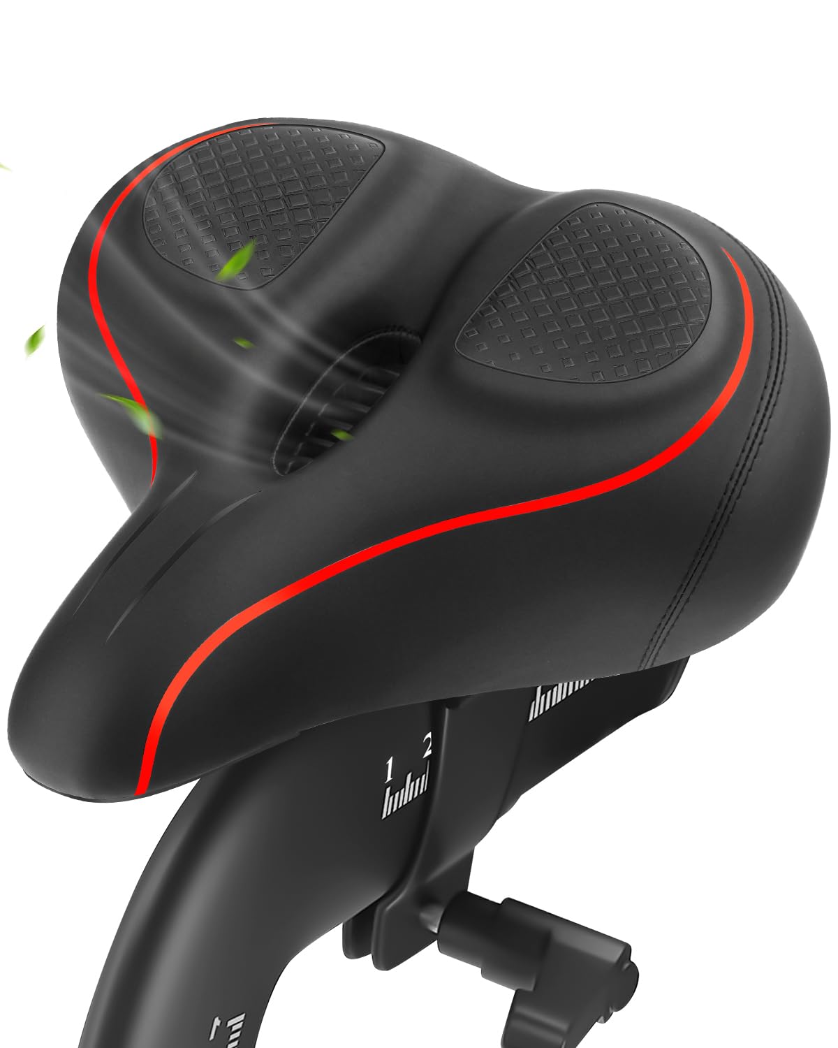 Oversized Bike Seat, Wide Bicycle Seat for Women Men Comfort, Universal Waterproof Bike Saddle Replacement with Safety Reflective Strip for Peloton,