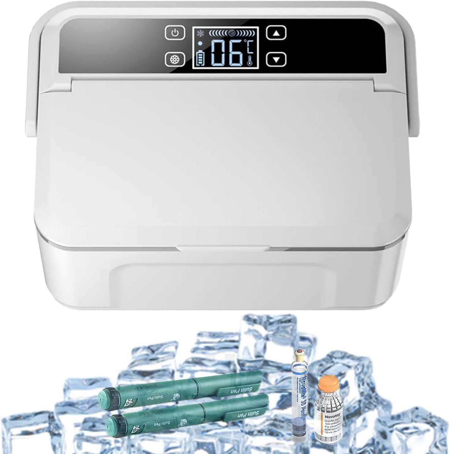 DARZYS Insulin Refrigerated, Insulin Cooler Box, LED Display Car Cool Box With Handle,USB Medicine Refrigerator With Alarm,for Medicine & Diabetic Supplies(2batteries)
