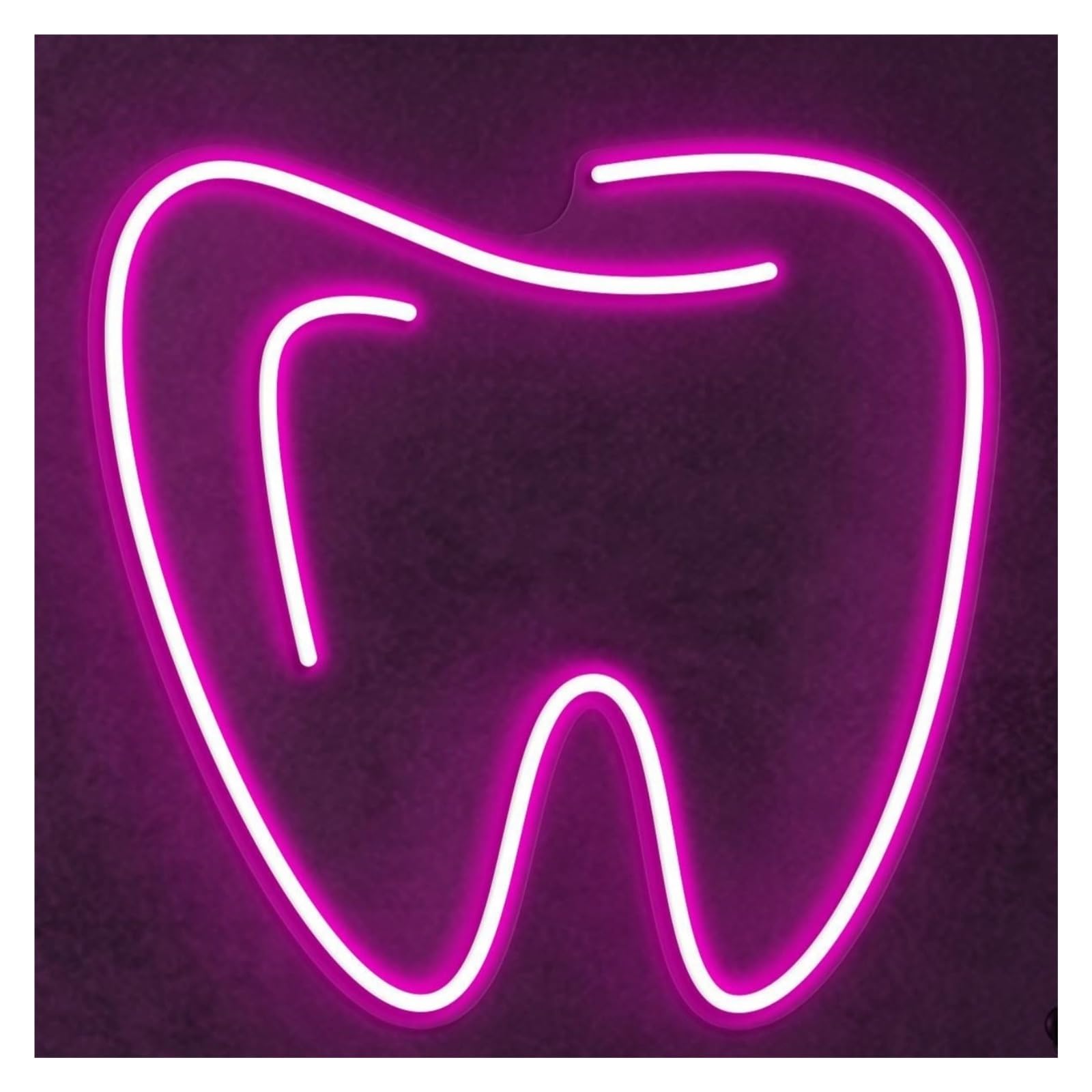 RONGCH Hanging Art Signs Tooth Neon Sign, Suitable for Dental Clinic Decor with Brightness Adjustable 38cm(Rose red)