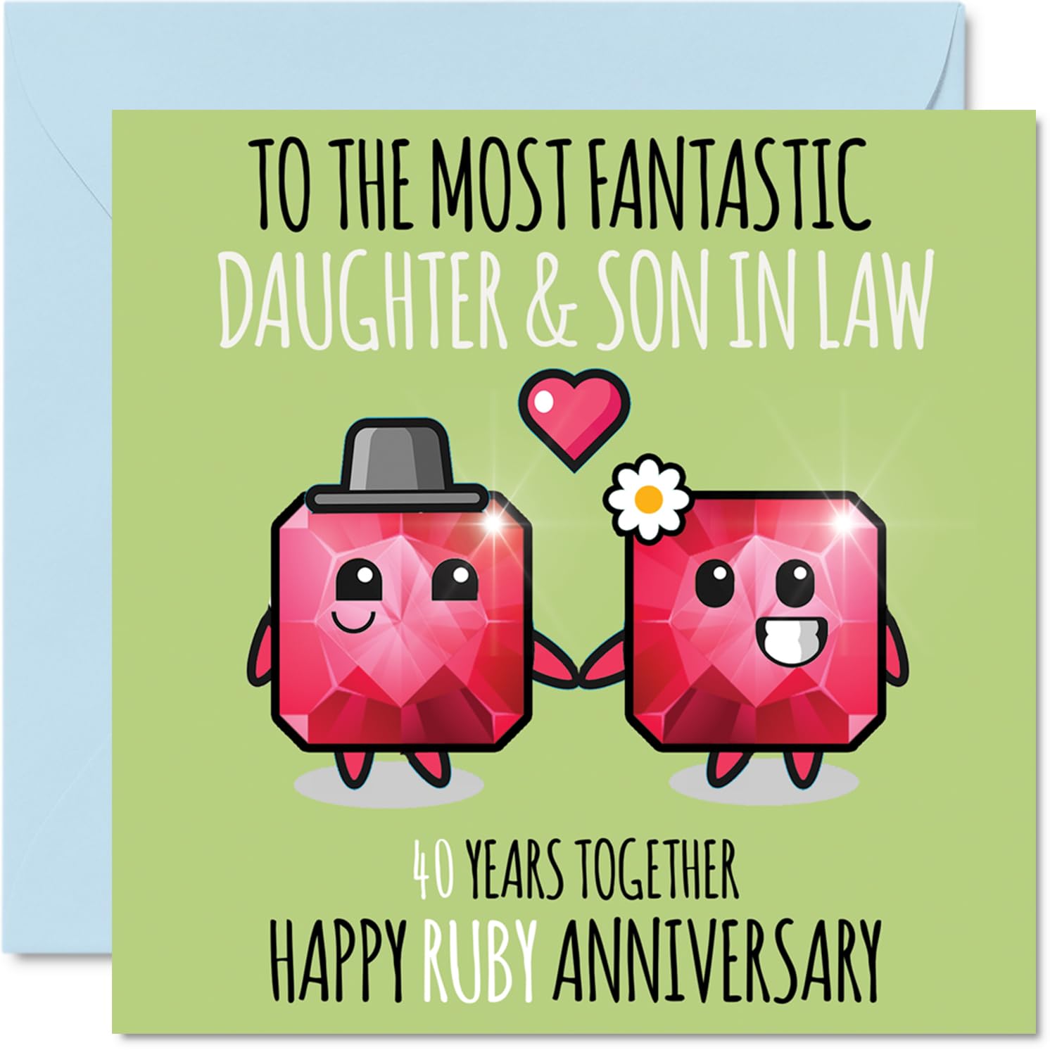 Cute Ruby Anniversary Card for Daughter & Son In Law - 40 Years Together - Happy 40th Wedding Anniversary Cards for Son In Law Daughter, 145mm Greeting Cards Anniversaries