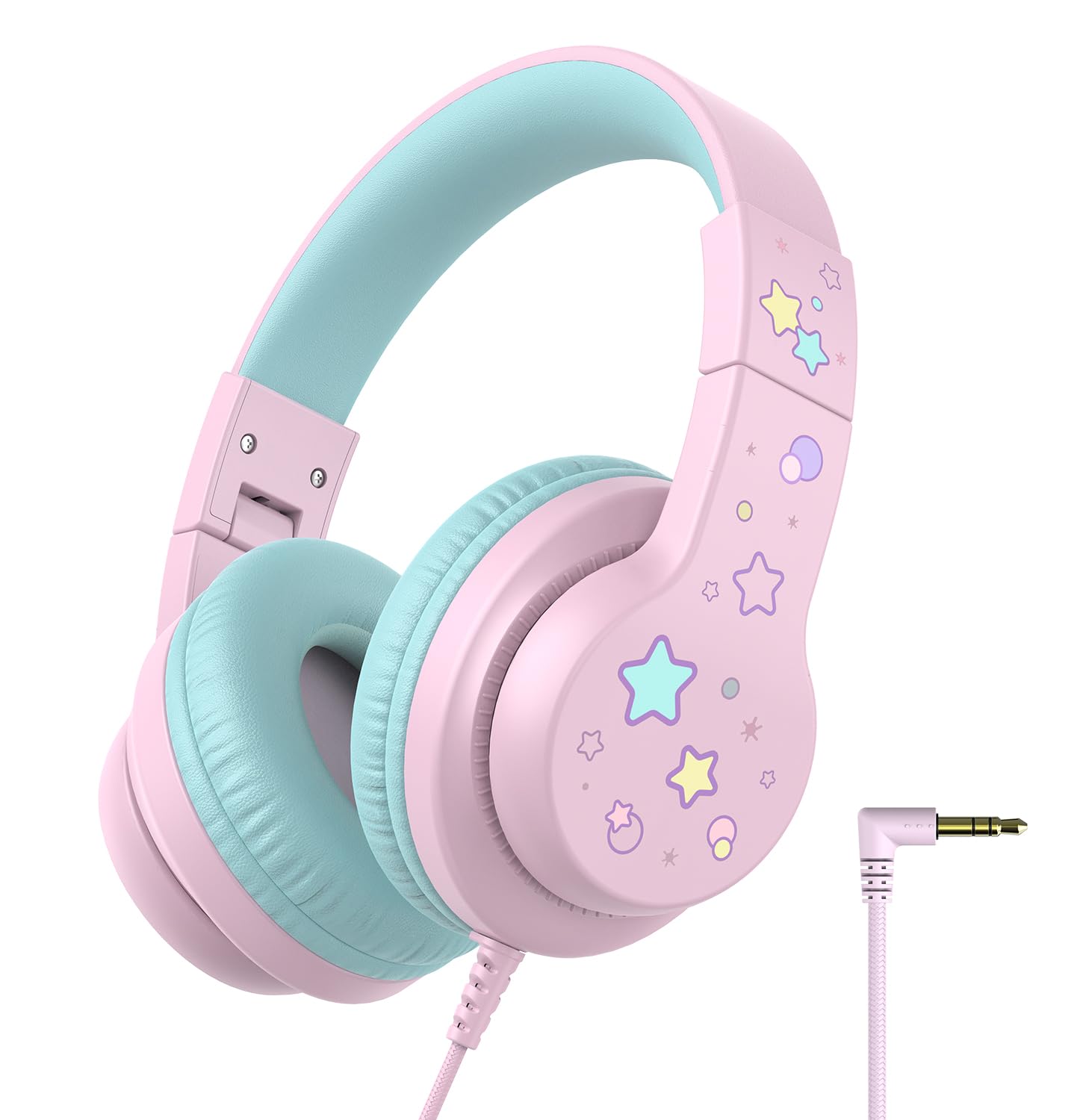 iClever Kids Headphones for School Travel with Safe Volume 85dBA HS19S Stereo Sound Over-Ear Girls Boys Headphones for
