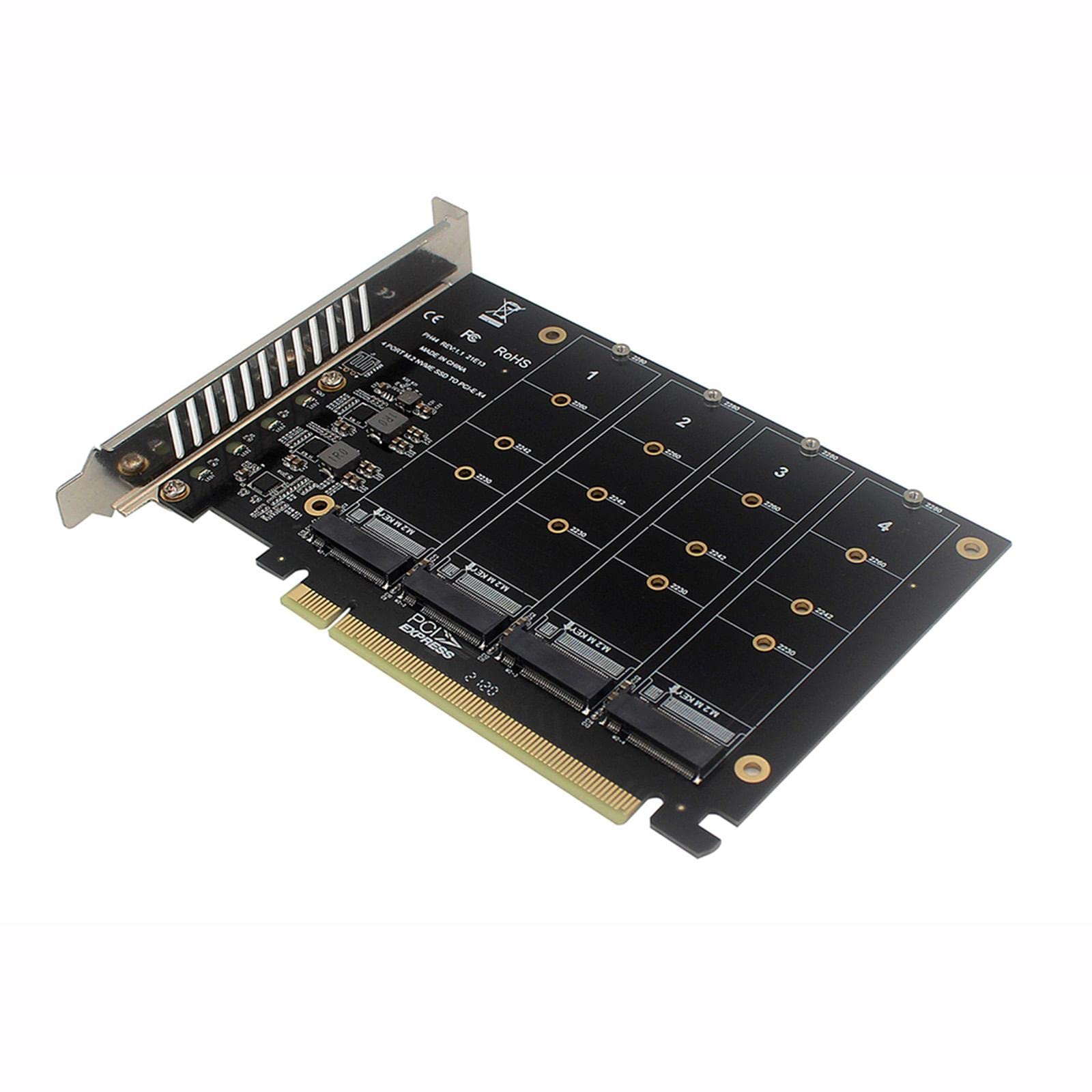LYLA 4 Ports PCIe to M.2 NVME Adapter M Key for Desktop PCI-e M.2 NVMe SSD 2240