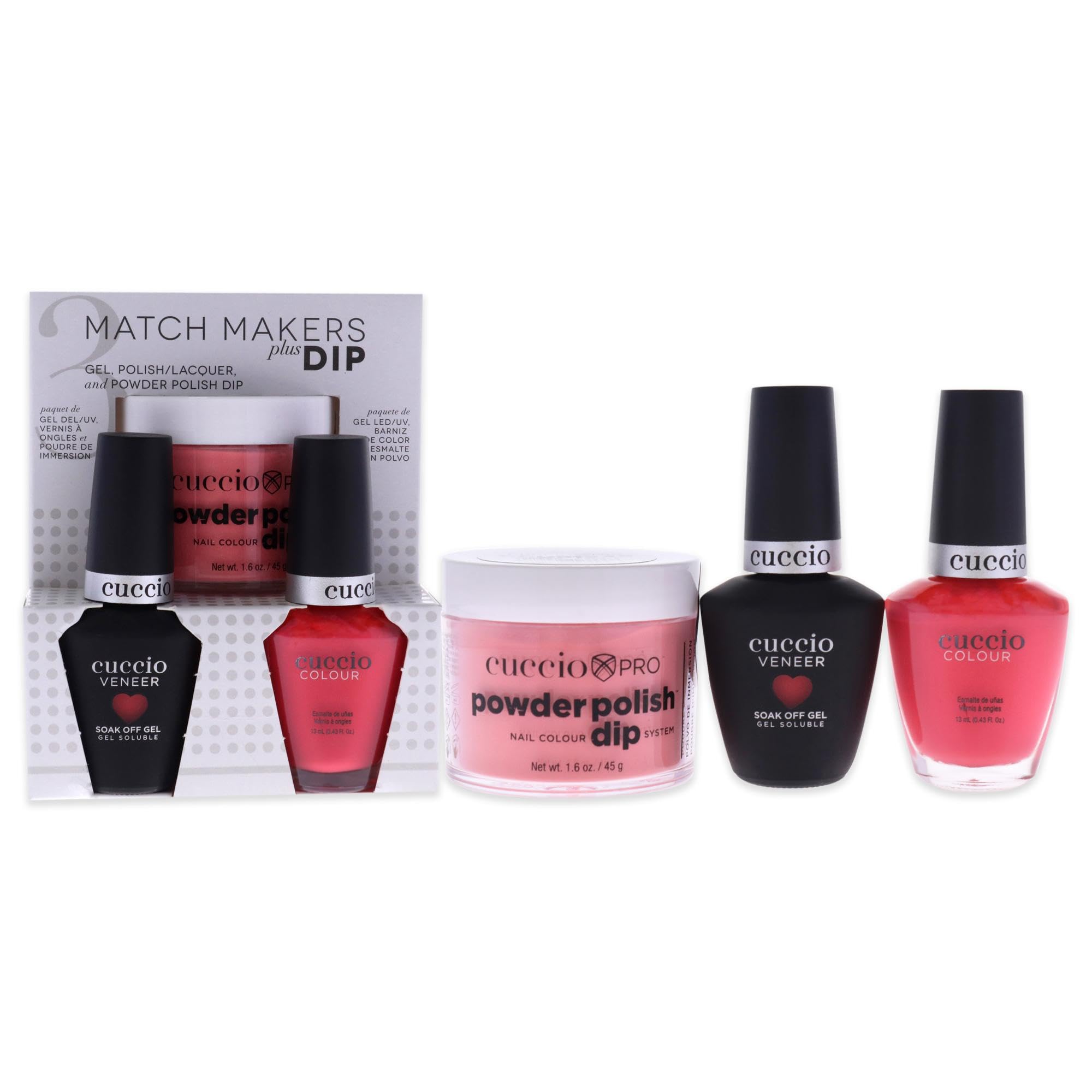 Cuccio Colour Matchmakers Plus Nail Dip - Matching Mani-Pedi With Flawless Coordination - A Color Lacquer And Color Veneer Gel Polish In The Same