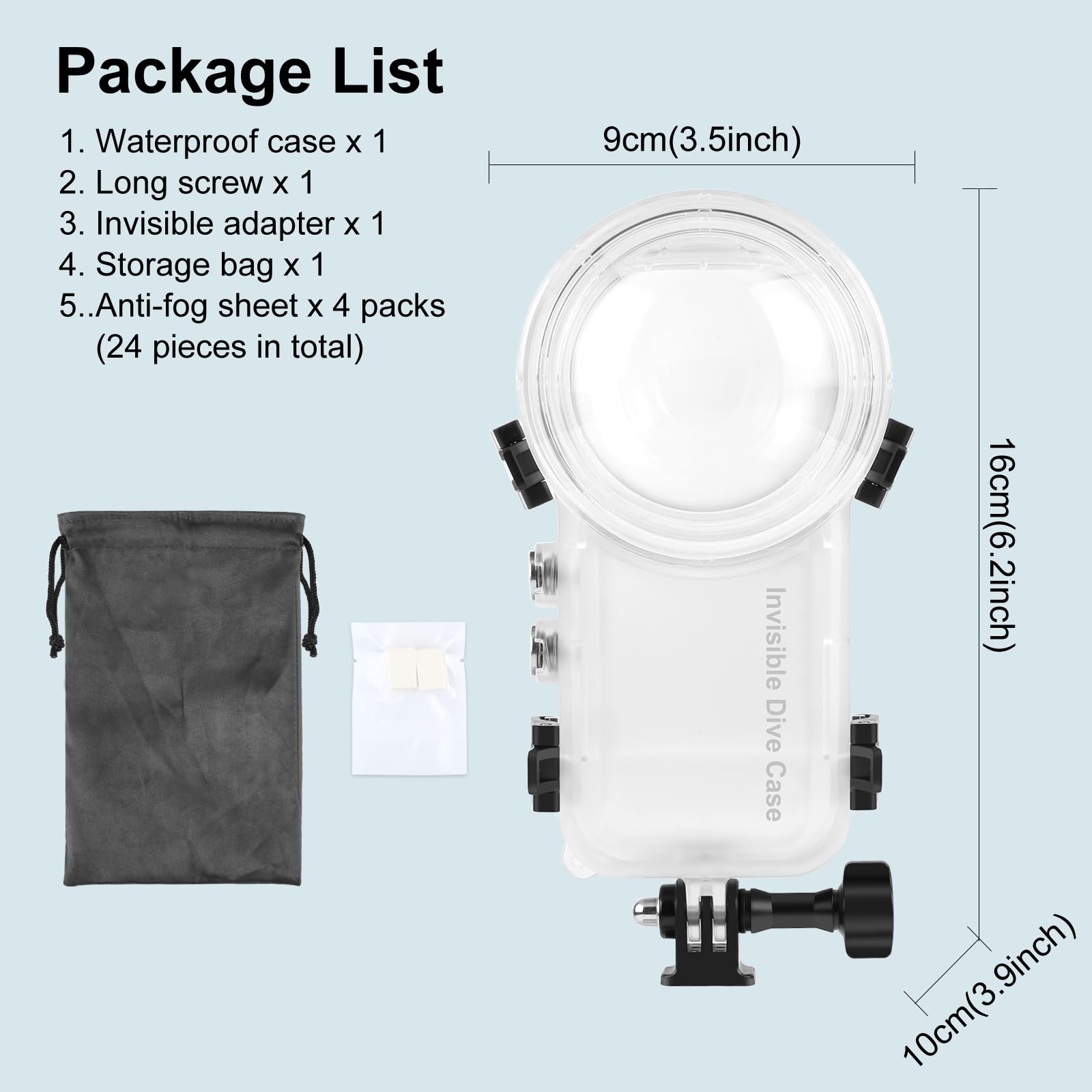 Mallette de plongée invisible pour Insta360 X4 Air, 50 m | Coque de protection scellée, Actinon Camera 360 degrés accessoires de photographie pour plongée surf natation ski
