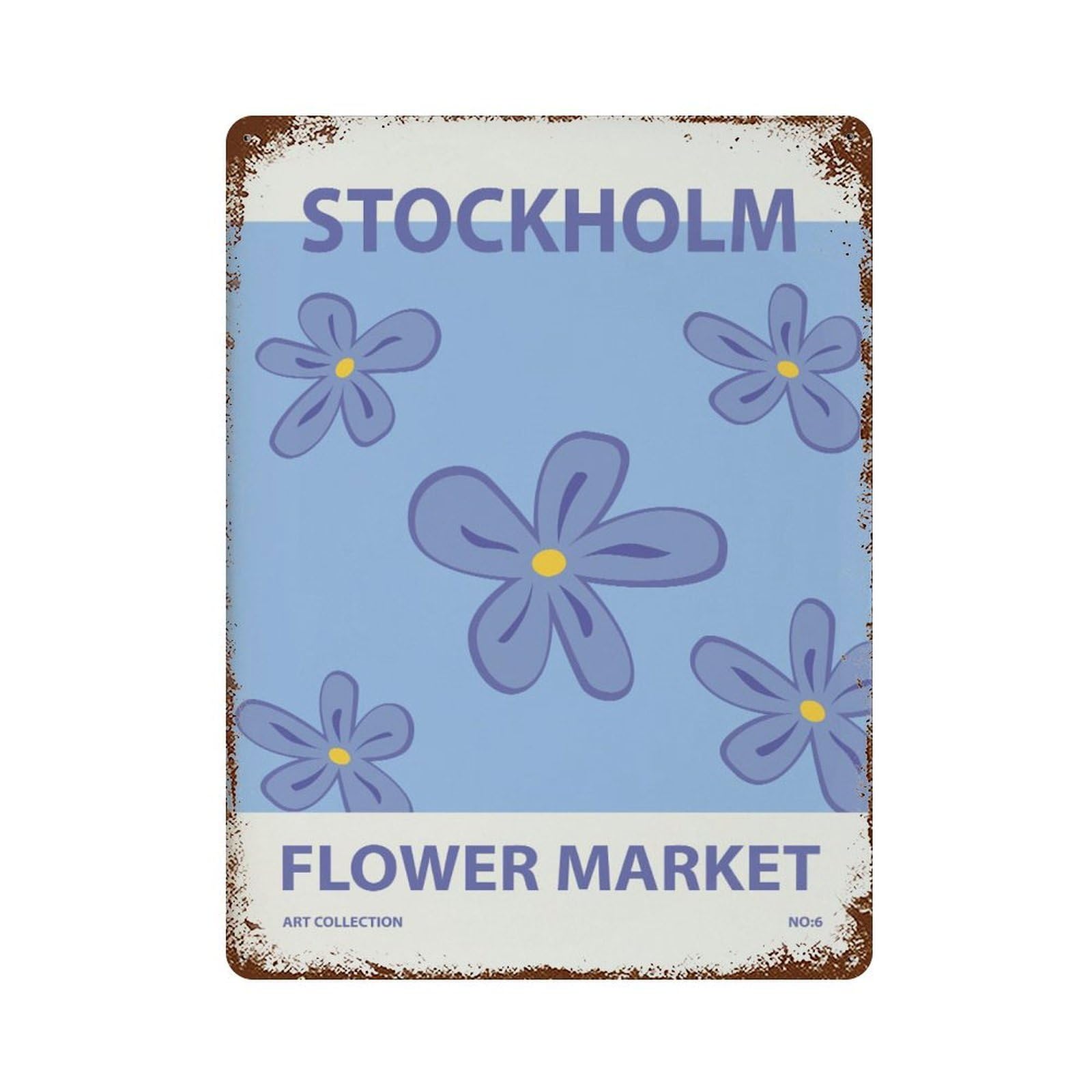 xiaoxiaoshen Stockholm Flower Market Botanical Wall Decor Art Metal Tin Poster Modern Home Decor Art Home Bar Shop Decorations Vintage Sign 40x30cm