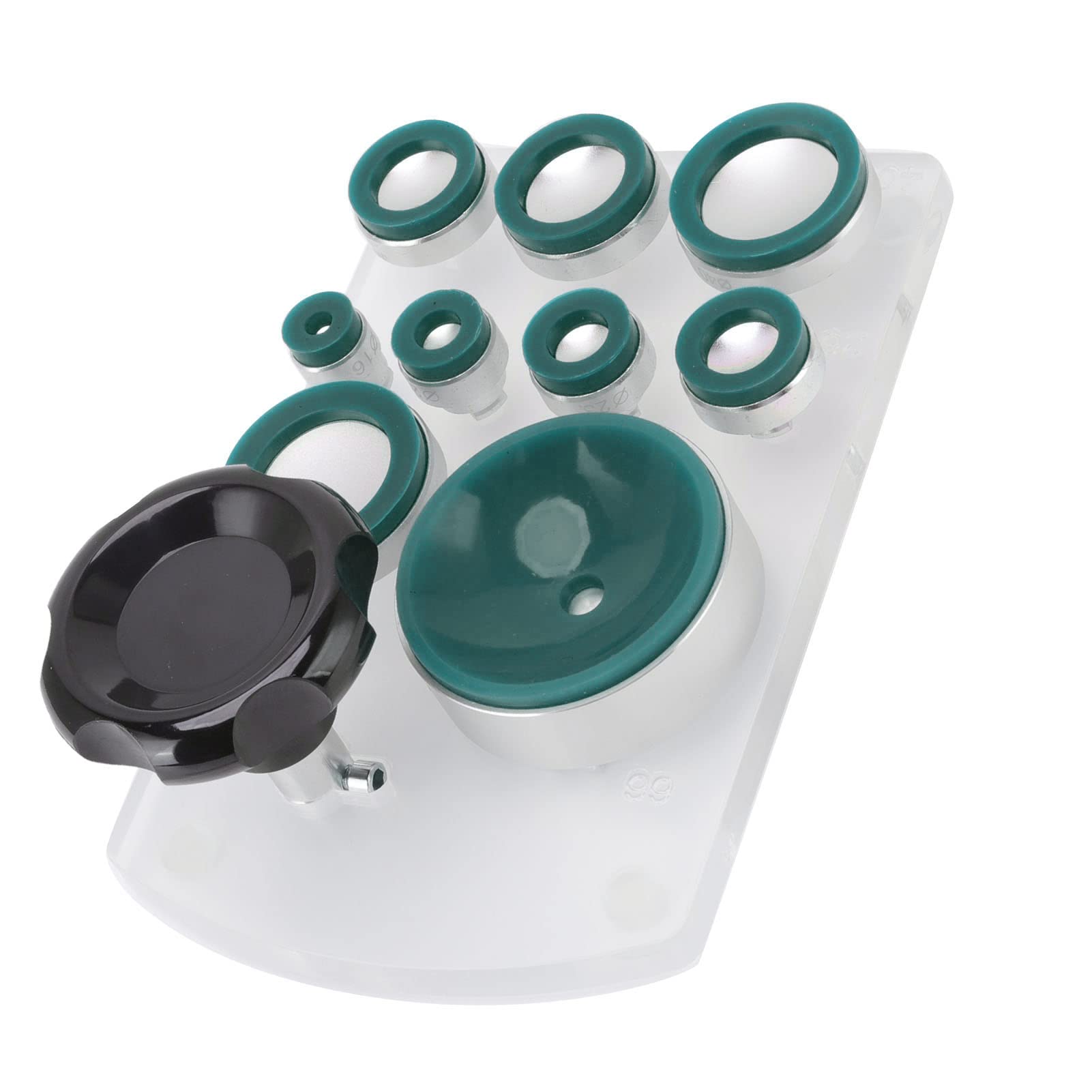 Watch Repair Tools Kit, Watch Suction Back Case Opener Adjustable Back Remover Repair Holder Tool Watchmaker Tool Watch Opening Tool with 9pcs Nonmarking Silicone Die(Green)