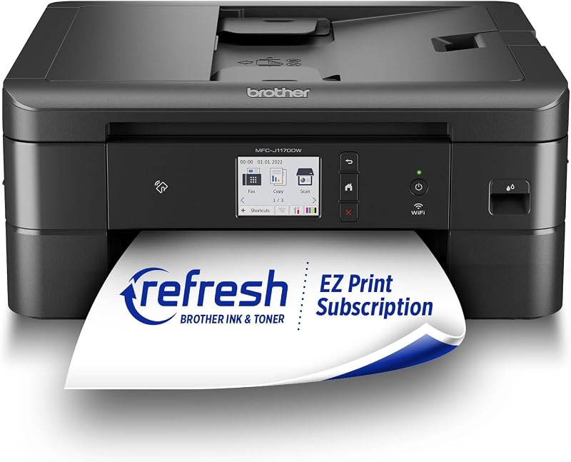 Brother MFC-J1170DW Impresora todo en uno inalámbrica de inyección de tinta a color, impresión NFC con un solo toque, dúplex, impresión y escaneo en la nube, control de aplicaciones celulares, pantalla táctil de 2,7", funciona con Alexa