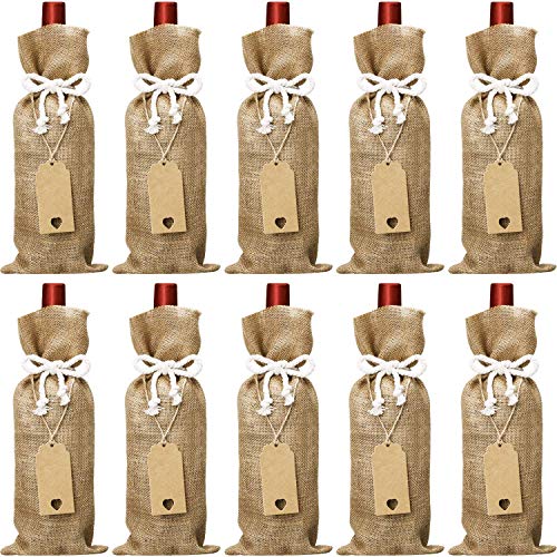 Aboat Jute Burlap Wine Bags, 14 x 5.8 Inches Reusable Wine Bags