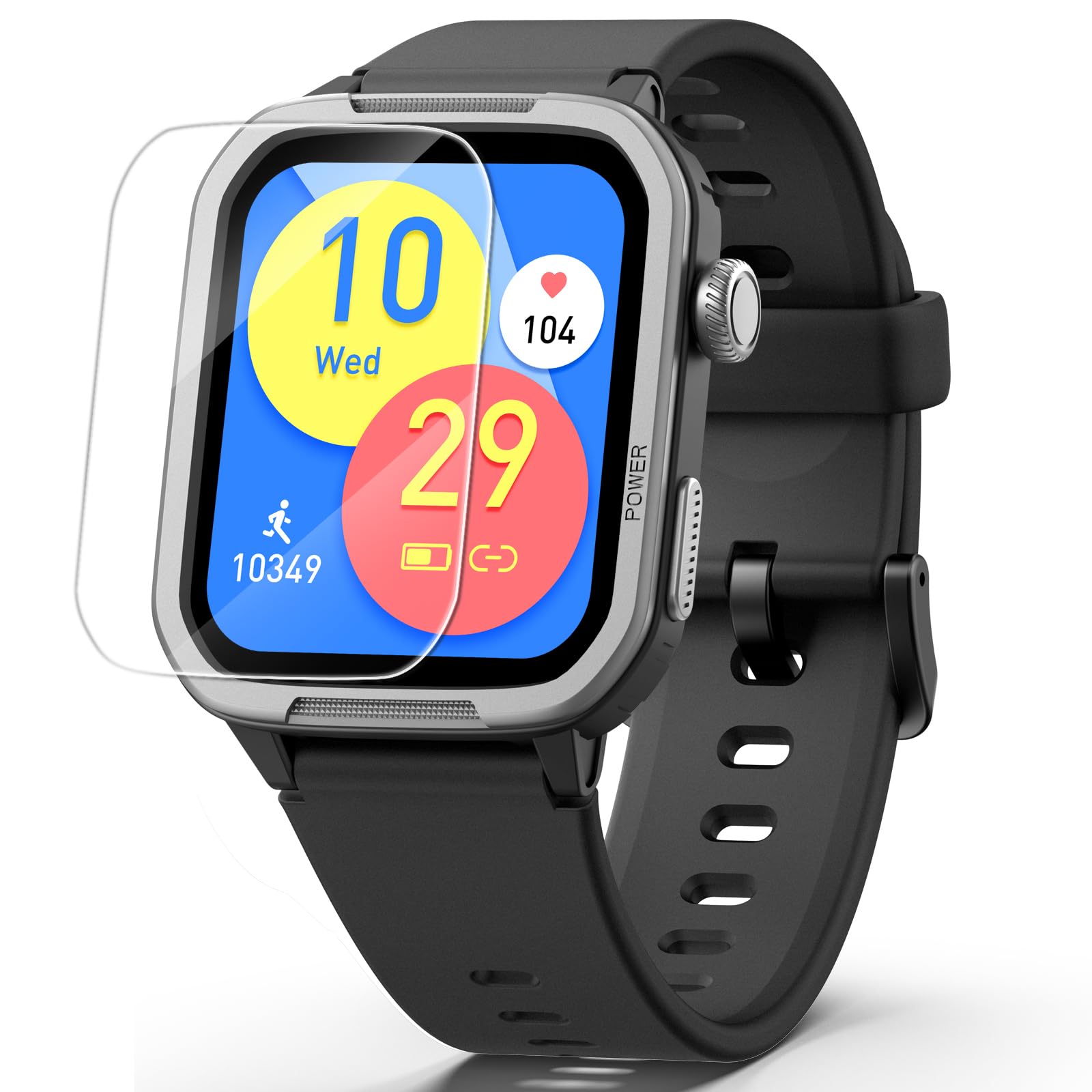 Kids Watches for Girls Boys, Fitness Tracker with Heart Rate, IP68 Waterproof, Step Counter Vibration Alarm Clock, Sleep Monitor, Digital Sport Watch Gift for Girls Boys Teens 6-16 (Black)