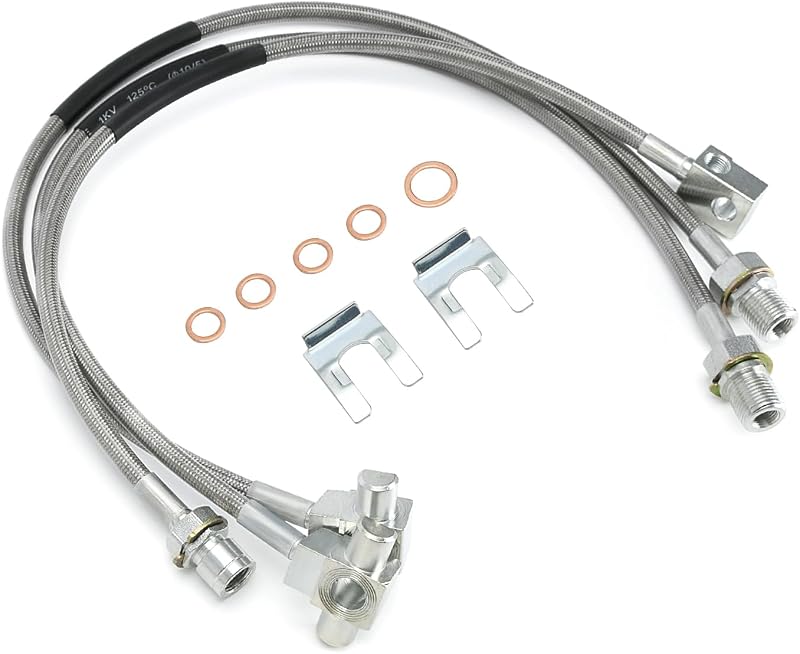 Kit de Mangueiras de Freio Dianteiras e Traseiras YAURILO em Aço Inoxidável para Chevrolet e GMC com Suspensão Elevada de 10,16 a 15,24 cm – 3 unidades