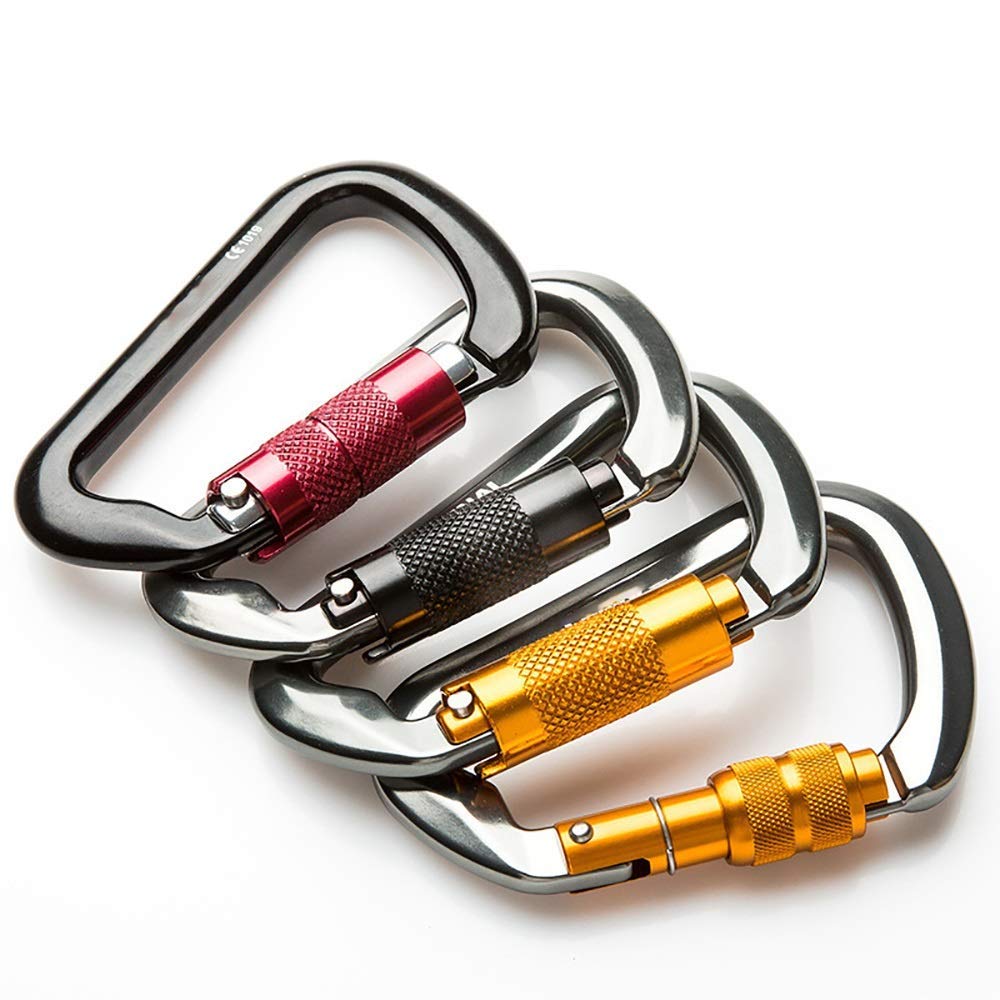Moschettone Grande, Gancio a Clip Moschettone Auto-Grande, Clip 2 Pezzi 25kn Caribeaners per impieghi gravosi Campeggio Escursionismo all'aperto Super Durevole (Grigio Nero,112x75mm)