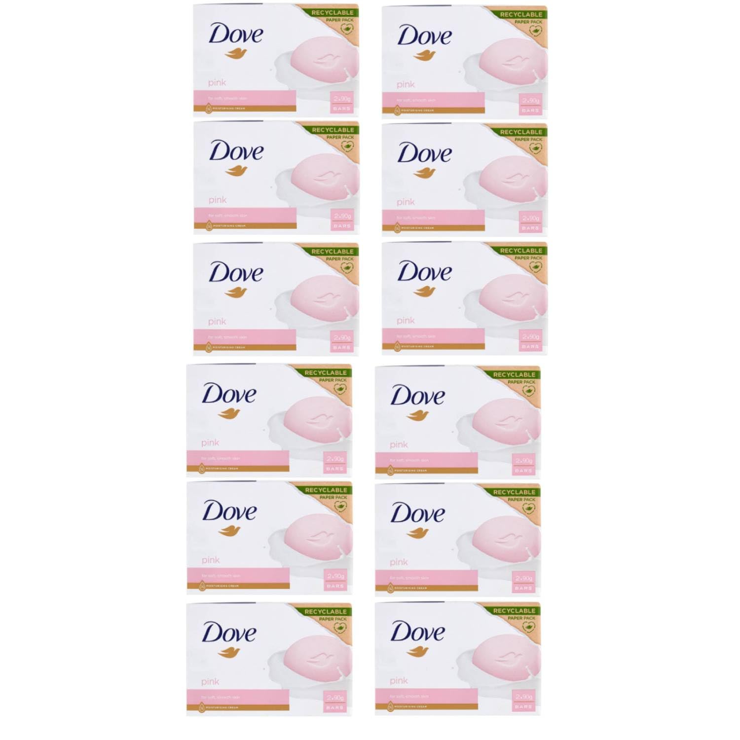 Dove Beauty Cream Bar Seife, fest, verschiedene Düfte, 2 x 90 g (12 Einheiten, Pink)