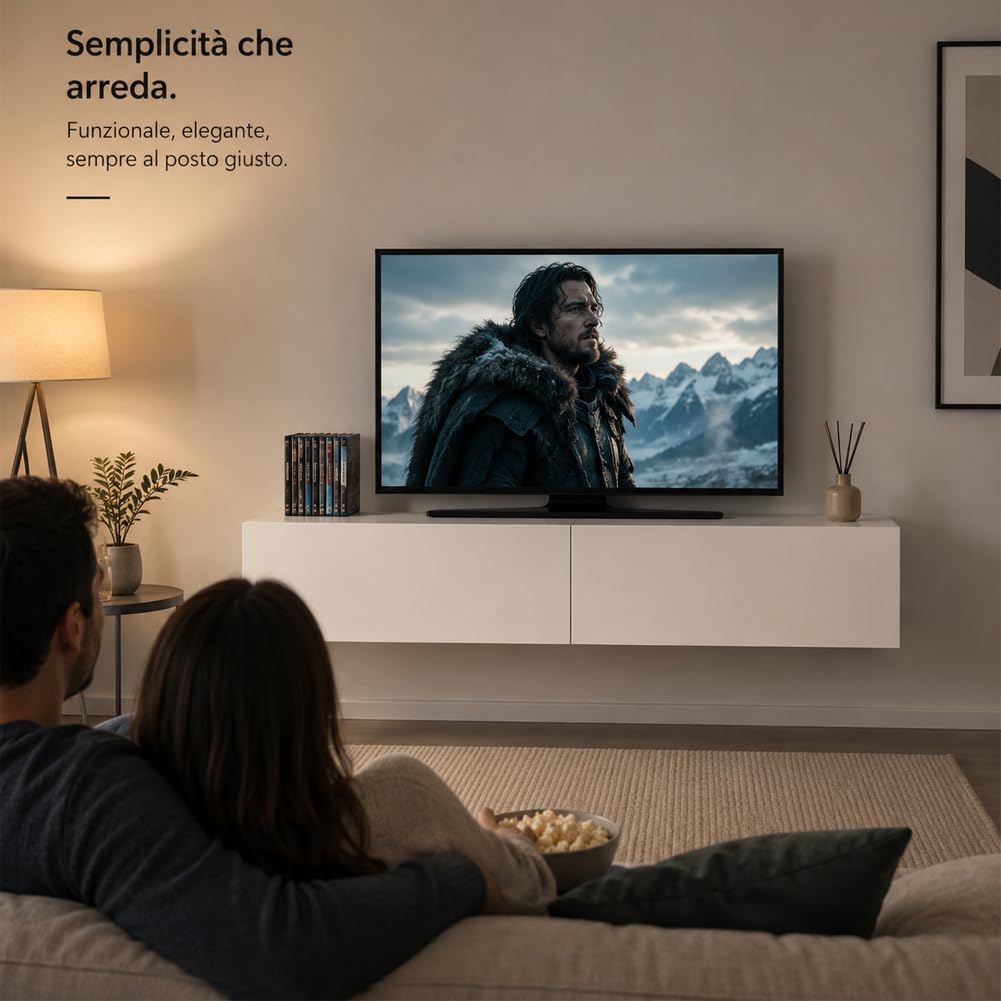 Shally Dogan Mobile Porta Tv Sospeso Design Moderno, Mobiletto da Parete per Soggiorno con Doppio Cassetto, Struttura Resistente, Ideale per Casa e Ufficio, 135 x 31.5 x 25 cm (Bianco)