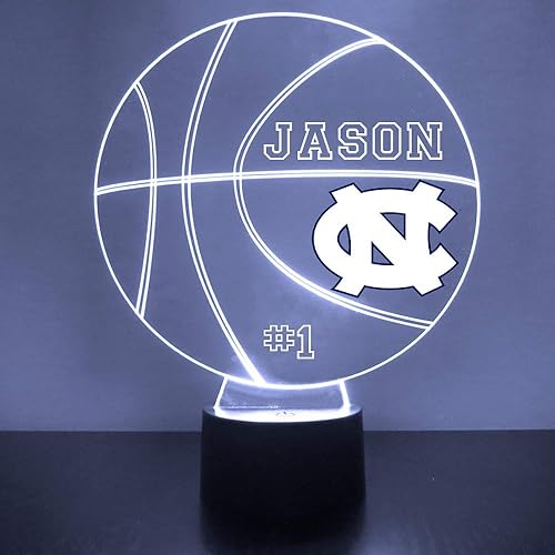 Lámpara de luz nocturna con letrero LED de baloncesto universitario personalizado con control remoto, pantalla iluminada con nombre o imagen