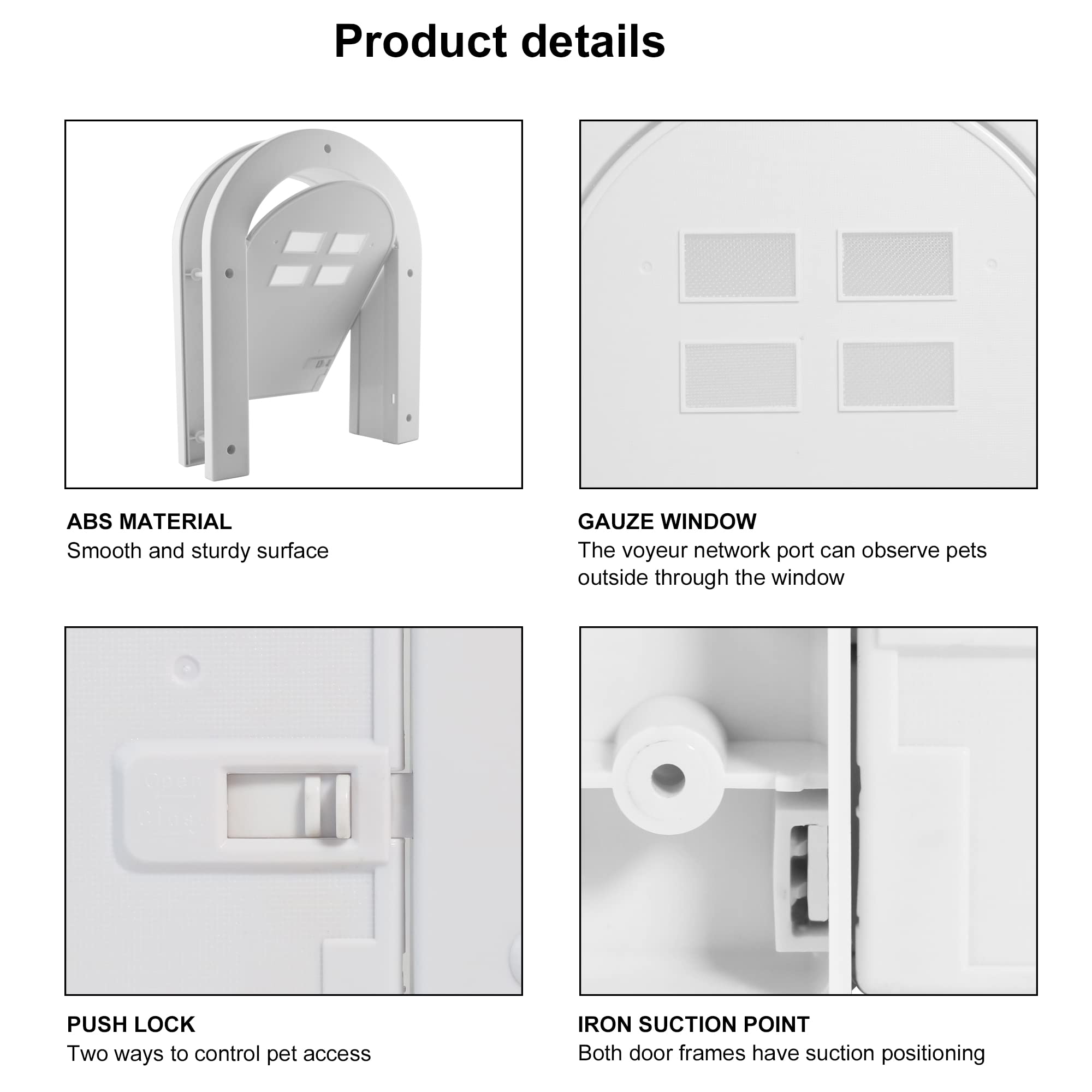 Wordcam Puerta interior para gatos, bloqueo de 2 vías para uso en interiores para gatos de hasta 20 libras, puertas de mascotas para gatos, gatitos y perros pequeños (blanco)