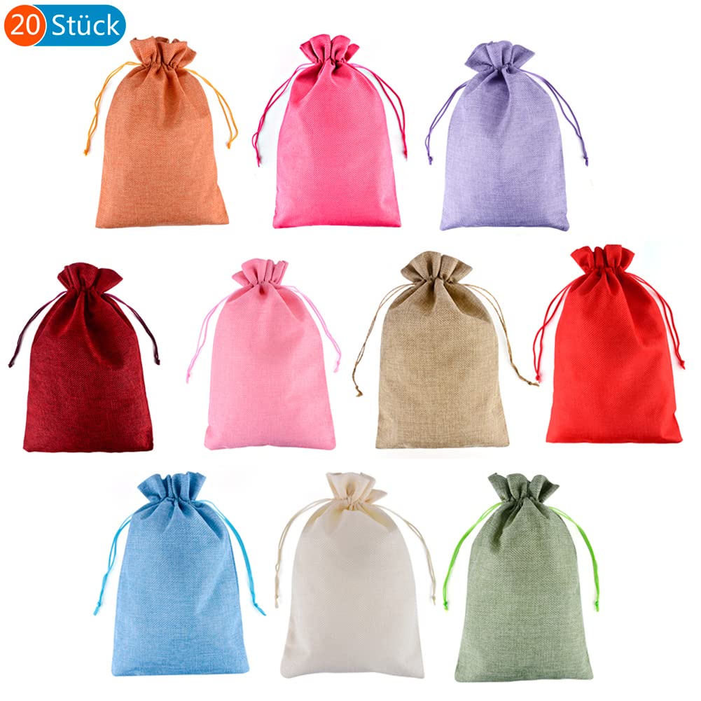 SZCXDKJ Jutesäckchen 20 Stück - Kleine Beutel 7x9cm Mit Kordelzug Für Geschenke & Deko