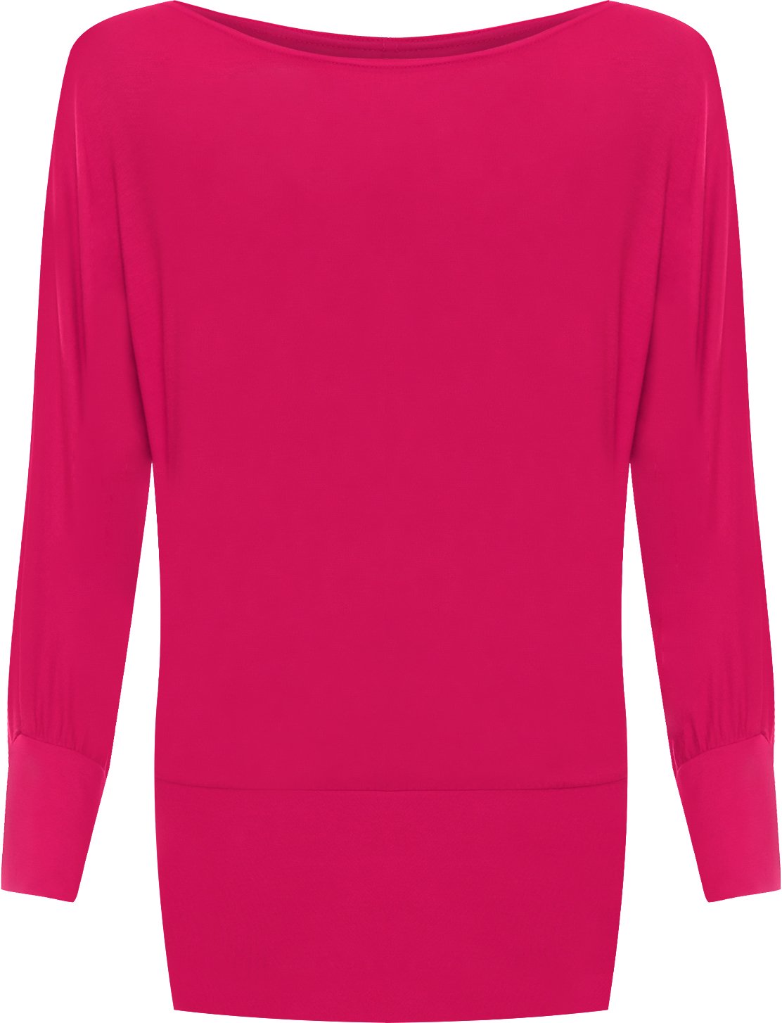 Wearall Women's Cerise Plus Size Plain Batwing Long Sleeve Off Shoulder Top - 12-14