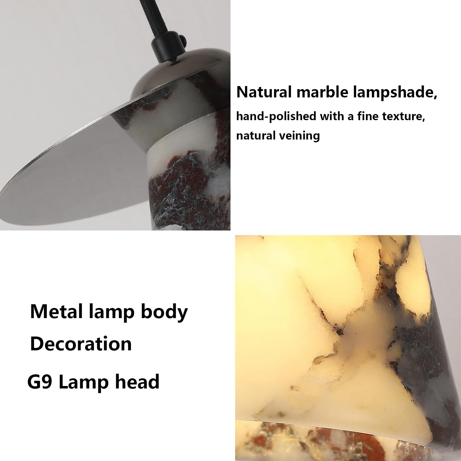 Lampada a sospensione in marmo naturale a con
