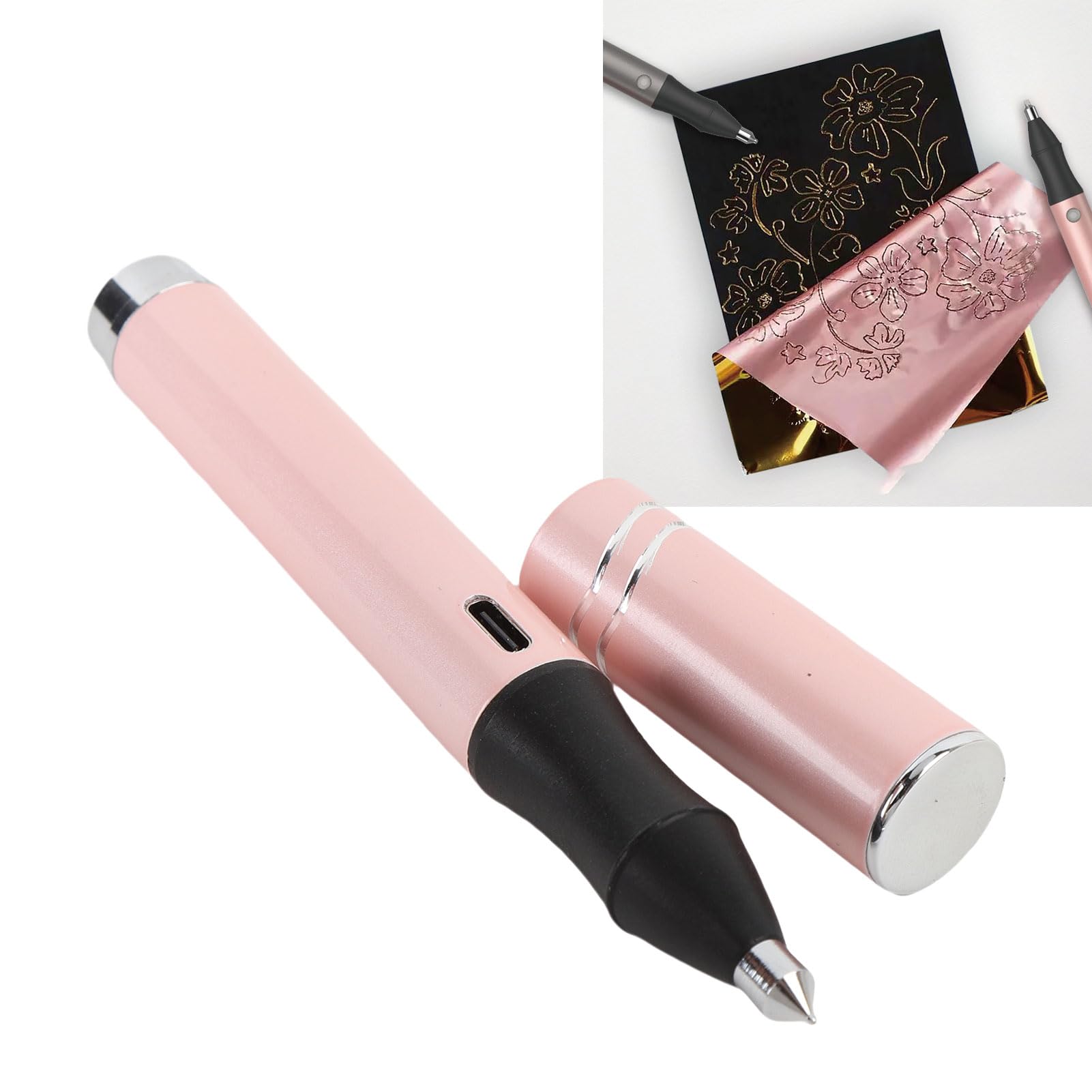 Pensos de aluminio caliente, bolígrafos de foil caliente, bolígrafos de aluminio caliente, con 4 tamaños de puntas de metal y 2 rollos de lámina activados por calor, bolígrafos de