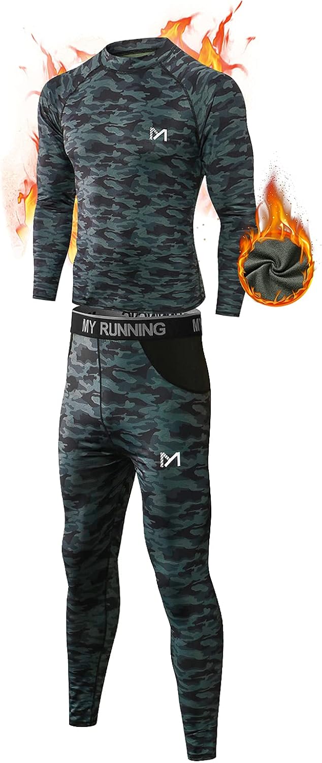 MEETYOO Men’s Thermal Underwear Set, Wicking Long Johns Quick Dry Base Layer Sport Compression Suit For Workout Skiing Running Hiking
