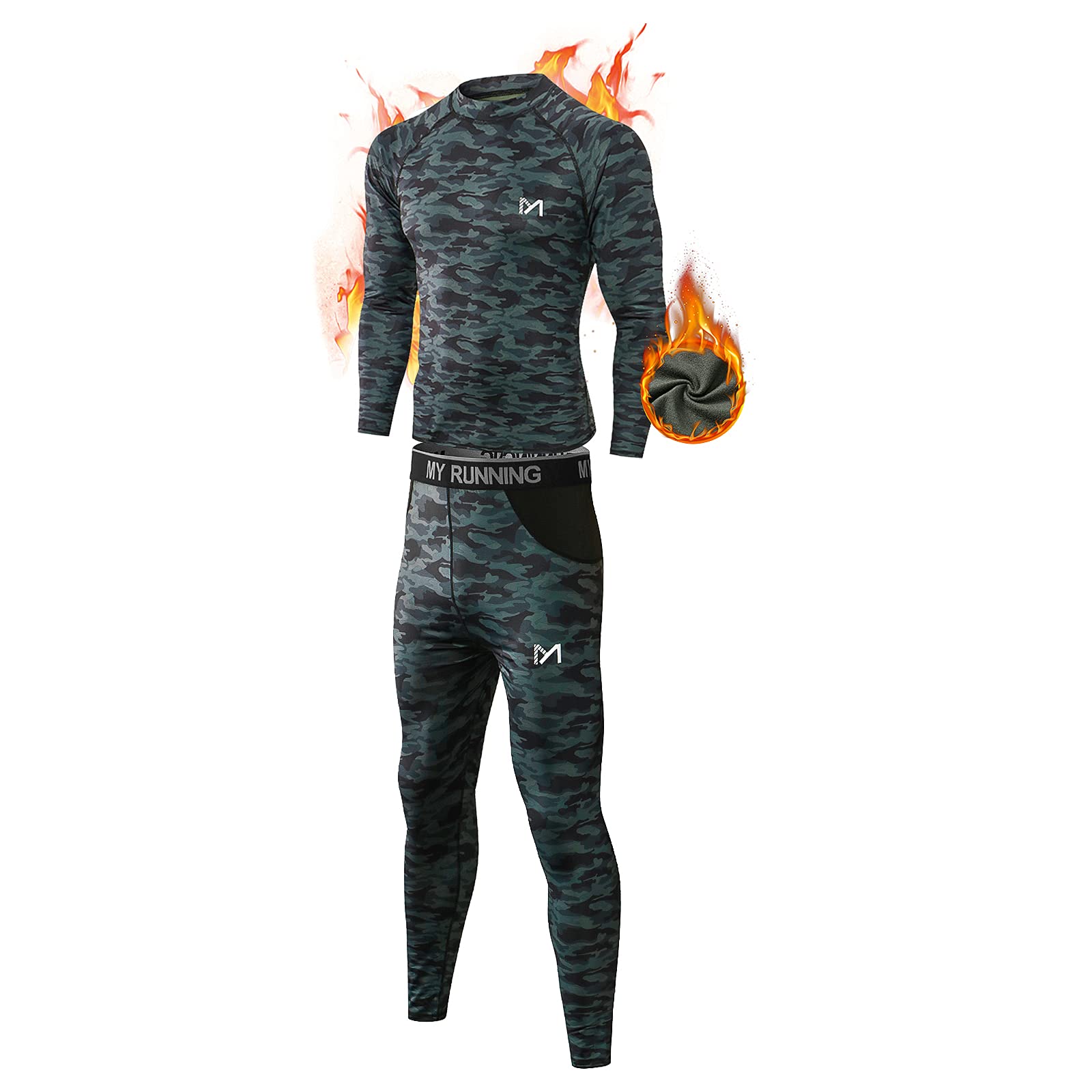MEETYOO Men's Thermal Underwear Set, Wicking Long Johns Quick Dry Base Layer Sport Compression Suit for Workout Skiing Running Hiking