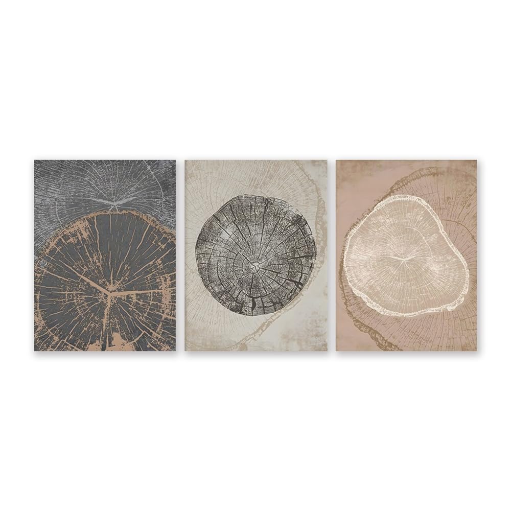 SOBMQ Pictures-Abstract Beige Tree Rings Stump Poster Scandinavian Nordic Wall Art Canvas Painting Print Picture Living Room Kitchen Office Home Decor-40 * 60cm-3PCS (No Frame)