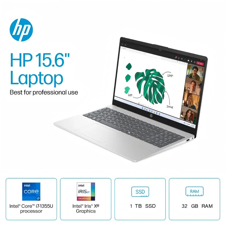 Image of HP 2025 15.6 inch Touchscreen Laptop, Intel 13th Core i7-1355U Up to 5.0GHz, 32 GB Ran, 1 TB SSD, FHD Anti-Glare Display, Intel Iris Xe GPU, Wi-Fi 6, BT 5.3, Fast Charge, Windows 11 Pro, Accessory Kit