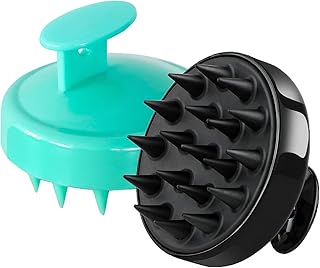 Scalp Massager Shampoo Brush, 2 Pack Hair Scrubber, Scalp Brush, Silicone Scalp Scrubber, Scalp Exfoliator, Head Massager Scalp Brush for Hair Growth (Black+Green)