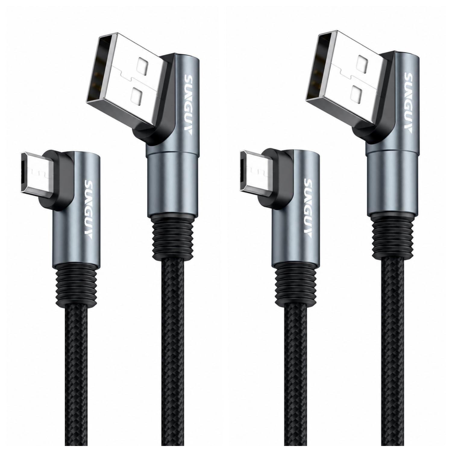 SUNGUY Micro-USB-Kabel 90 Grad Winkel, 2er-Pack, 1 m