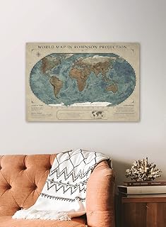 Classic World Map: Robinson Projection Decor Roll-up Paper Poster Wall Map (Paper, Medium)