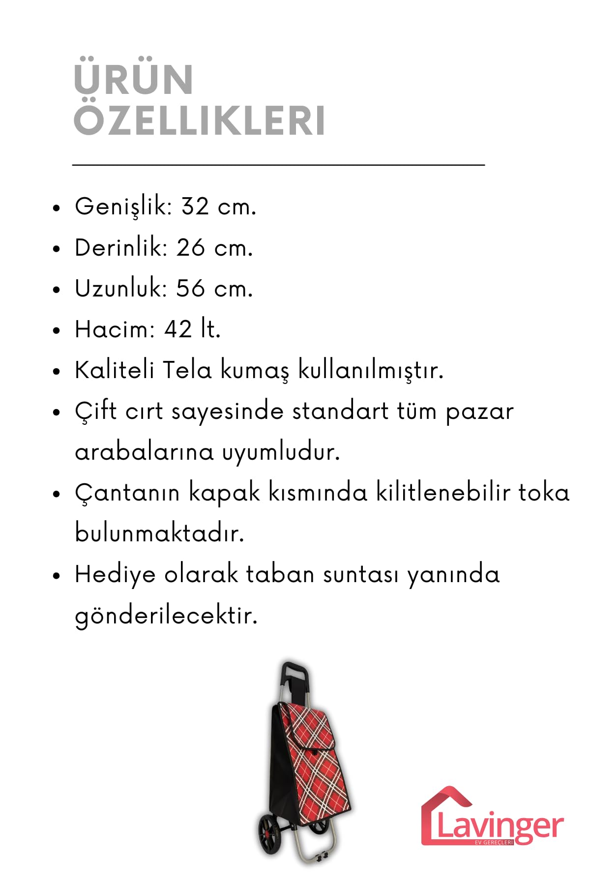 Geniş ve Kullanışlı Pazar Arabası Çantası – Tela Kumaş, 42 L Kapasiteli