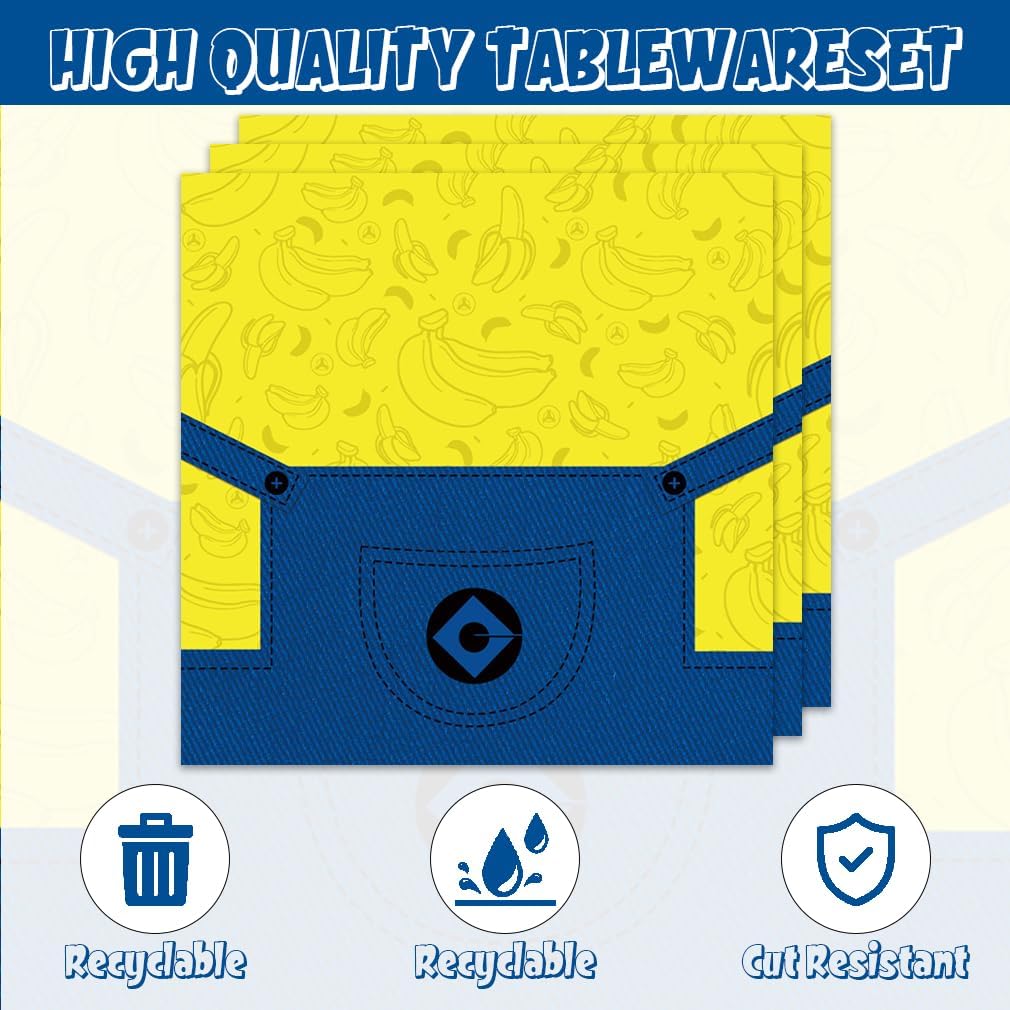 40pcs Yellow Cartoon Birthday Party Supplies Yellow Cartoon Paper Plates and Napkins Banana Tableware Dinnerware Set for Baby Shower Birthday Party Supplies.Suitable for 20 Guests. - Image 4